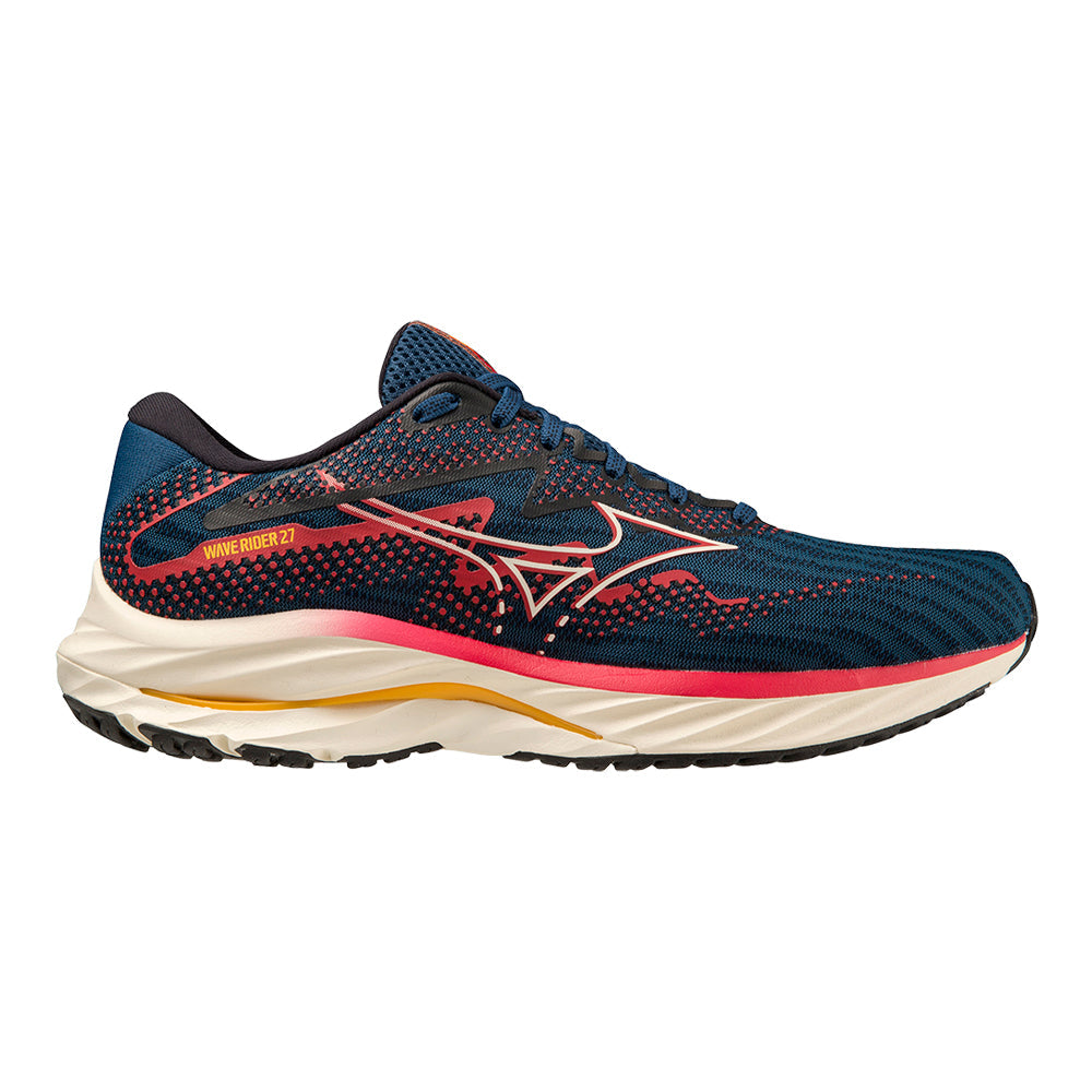 Mizuno Wave Rider 27 Men's Running Shoes - Blue Opal/Papyrus - Size 12.5 D Medium - Lightweight Cushioned Sneakers for Jogging, Gym Workouts & Daily Wear