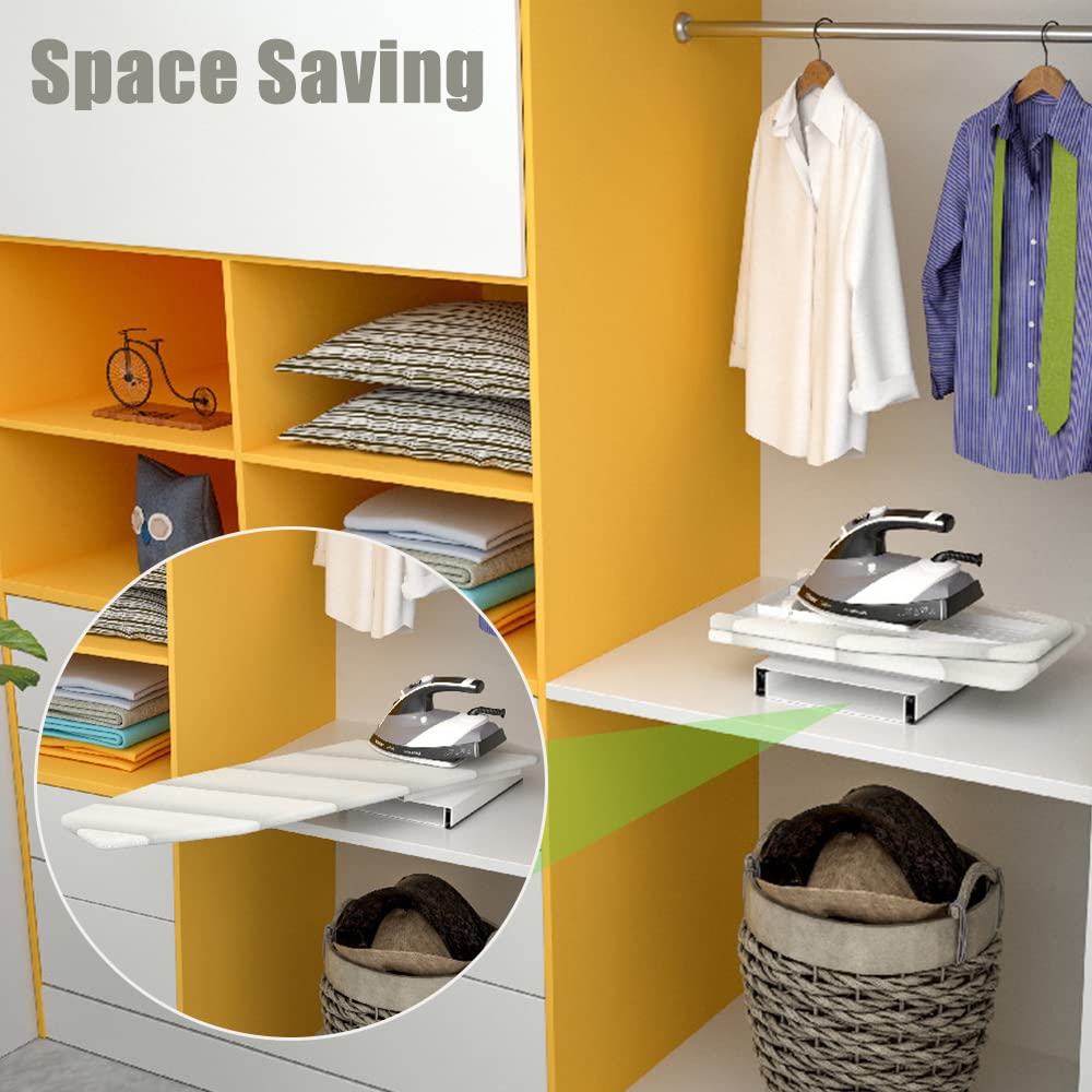 MYOYAY Retractable Pull Out Ironing Board with Heat Resistant Cover - 180° Rotation Foldable Design, Drawer Mounted Space Saving Iron Board for Home & Laundry Room Organization