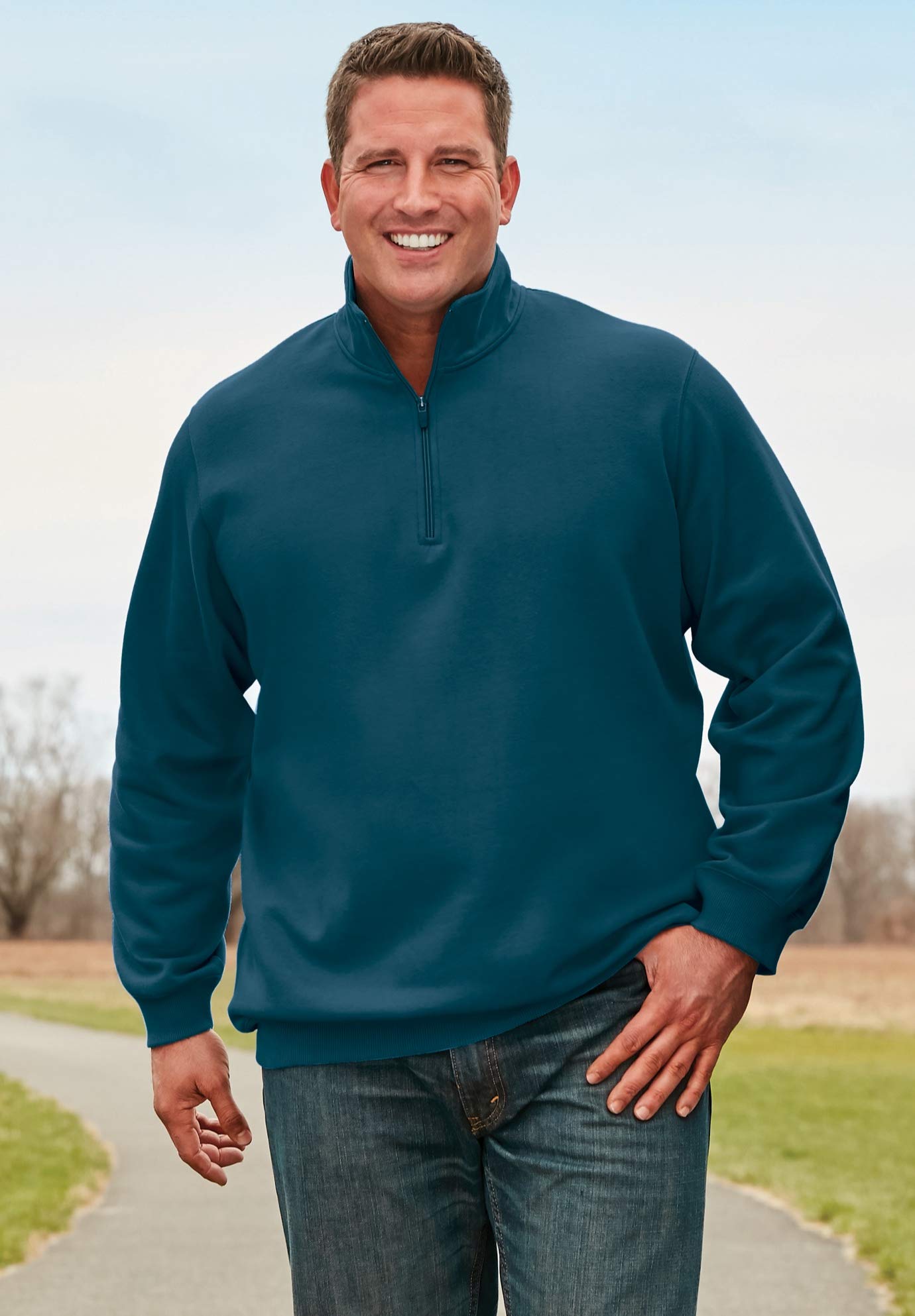 KingSize Men's Big & Tall Quarter Zip Fleece Jacket - Warm & Comfortable Pullover for Winter, Outdoor Activities & Casual Wear