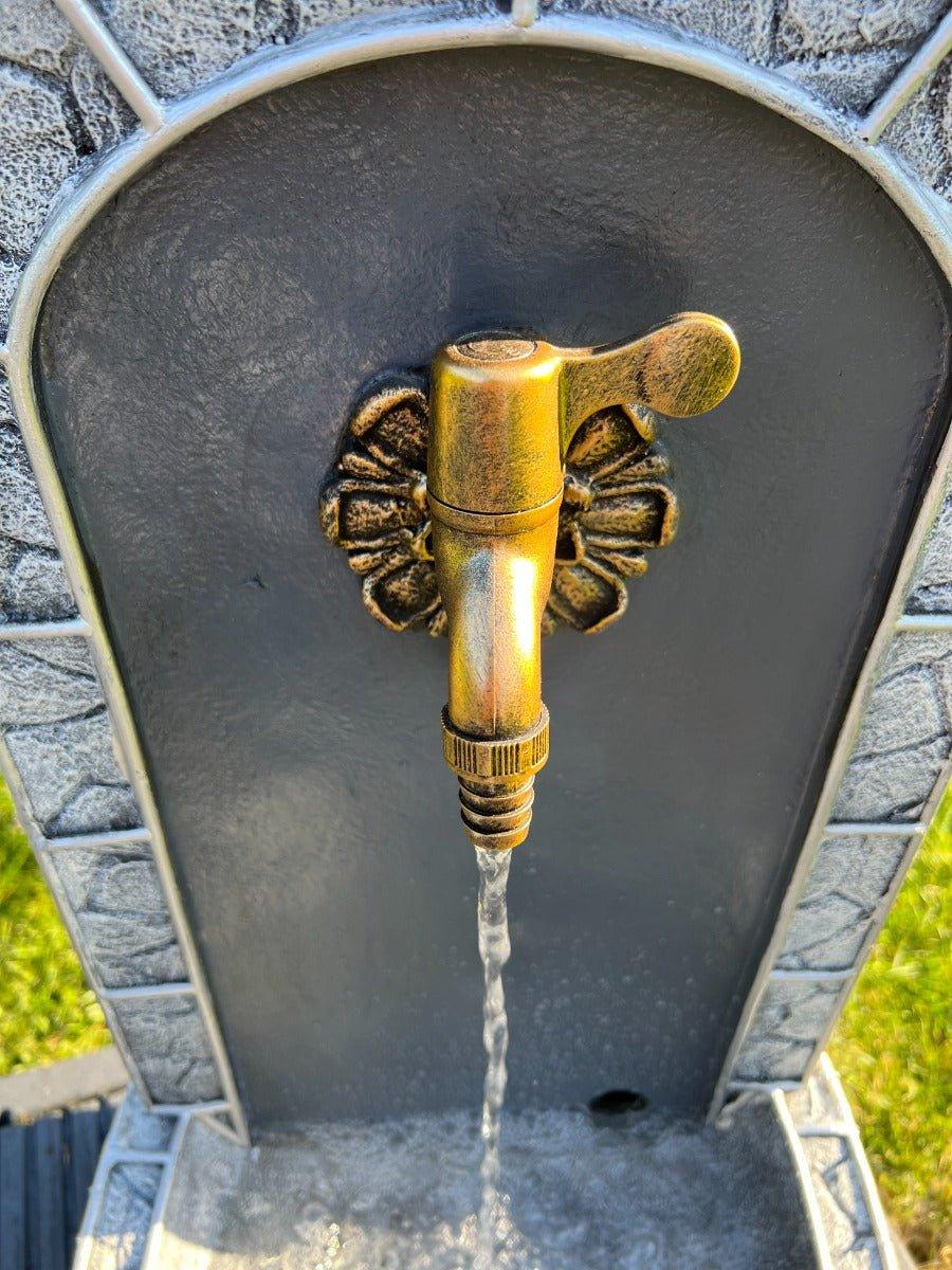 Solar Powered Marble Look Drinking Water Fountain with LED Lights - Outdoor Garden Decor, Pet Waterer, 31.5x26x57.5cm - Perfect for Patio, Yard & Backyard Relaxation