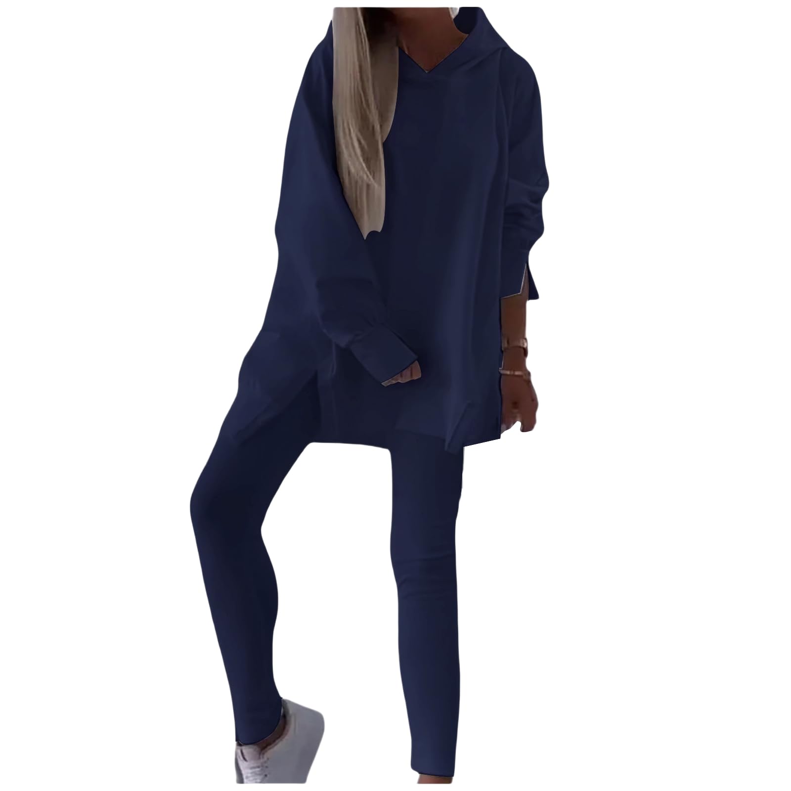 **Women's 2-Piece Lounge Set - Oversized Hoodie with Side Slit & Soft Leggings | Cozy Fall Outfits for Home, Travel & Casual Wear**