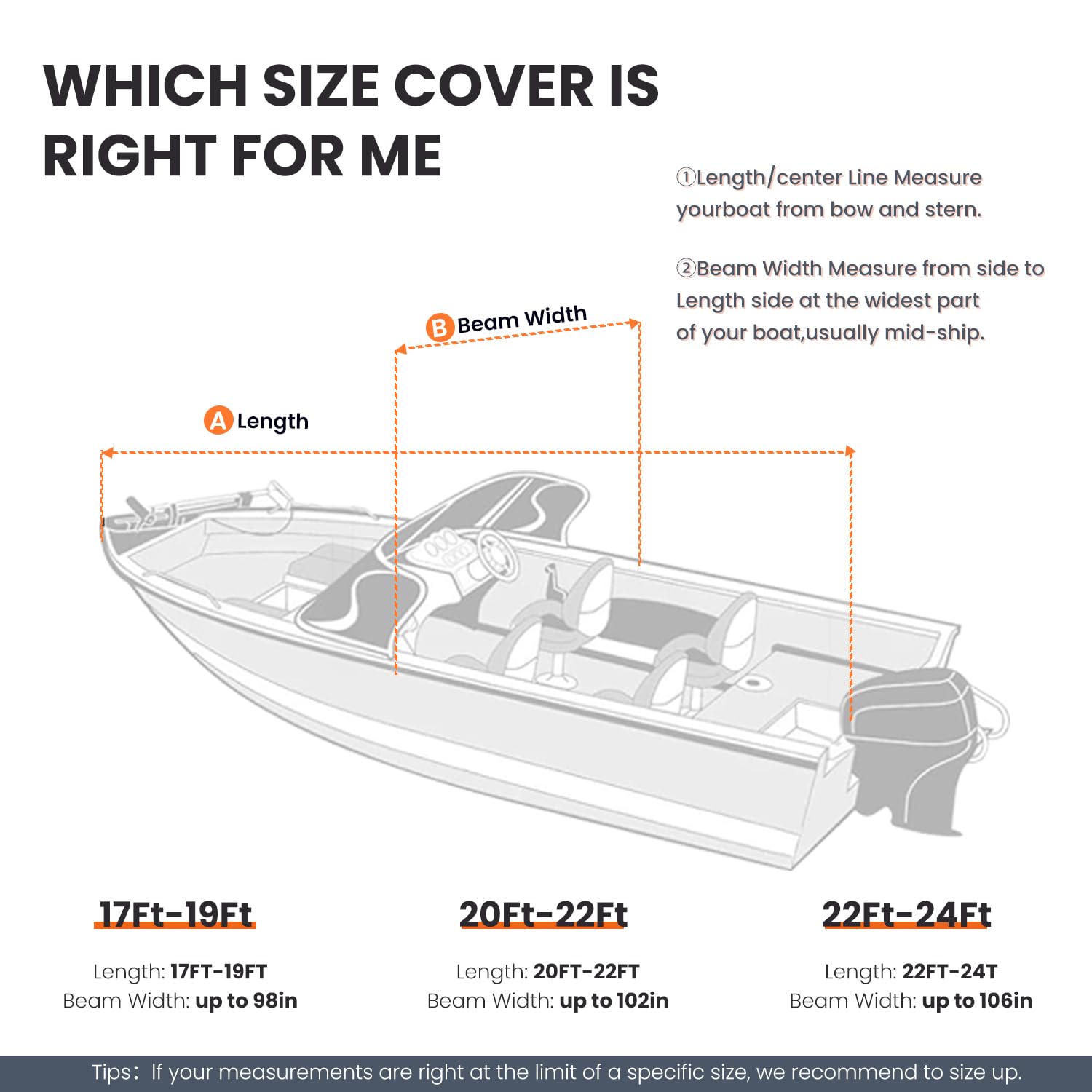 Waterproof Boat Cover 16-18.5FT - Marine Grade Polyester for V-Hull & Bass Boats - Outdoor Protection