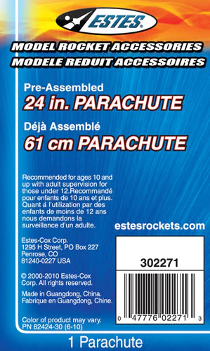 Estes 24 Inch Nylon Parachute for Model Rockets (2271) - Perfect for Safe Landing of DIY Rocket Projects, STEM Education & Outdoor Science Experiments