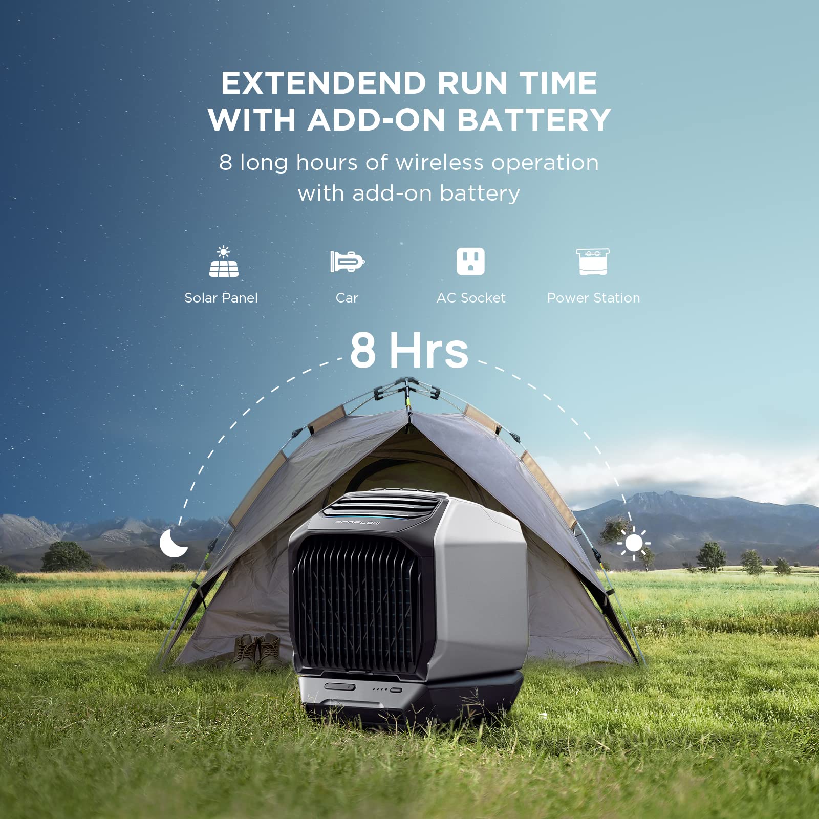 EF ECOFLOW Wave 2 Portable Air Conditioner & Heater with Add-on Battery - 5000BTU Cooling & Heating for Camping, RV, Home, Office & Outdoor Adventures