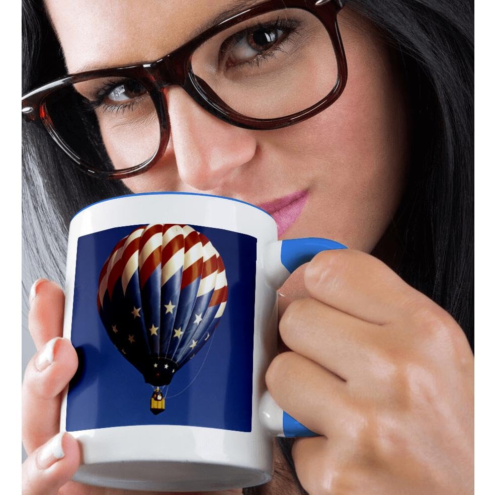 3D Rose Hot Air Balloon Freedom Design Ceramic Coffee Mug - 11 oz Travel Mug for Tea & Hot Drinks - Perfect for Home, Office, Camping & Gifts