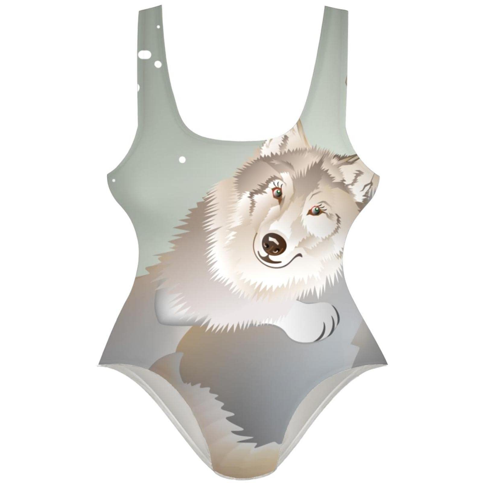 Wolf Couple Love Women's One Piece Swimsuit - Sexy U Back Bikini for Beach, Pool & Summer Vacation | Romantic Matching Swimwear for Couples Getaway