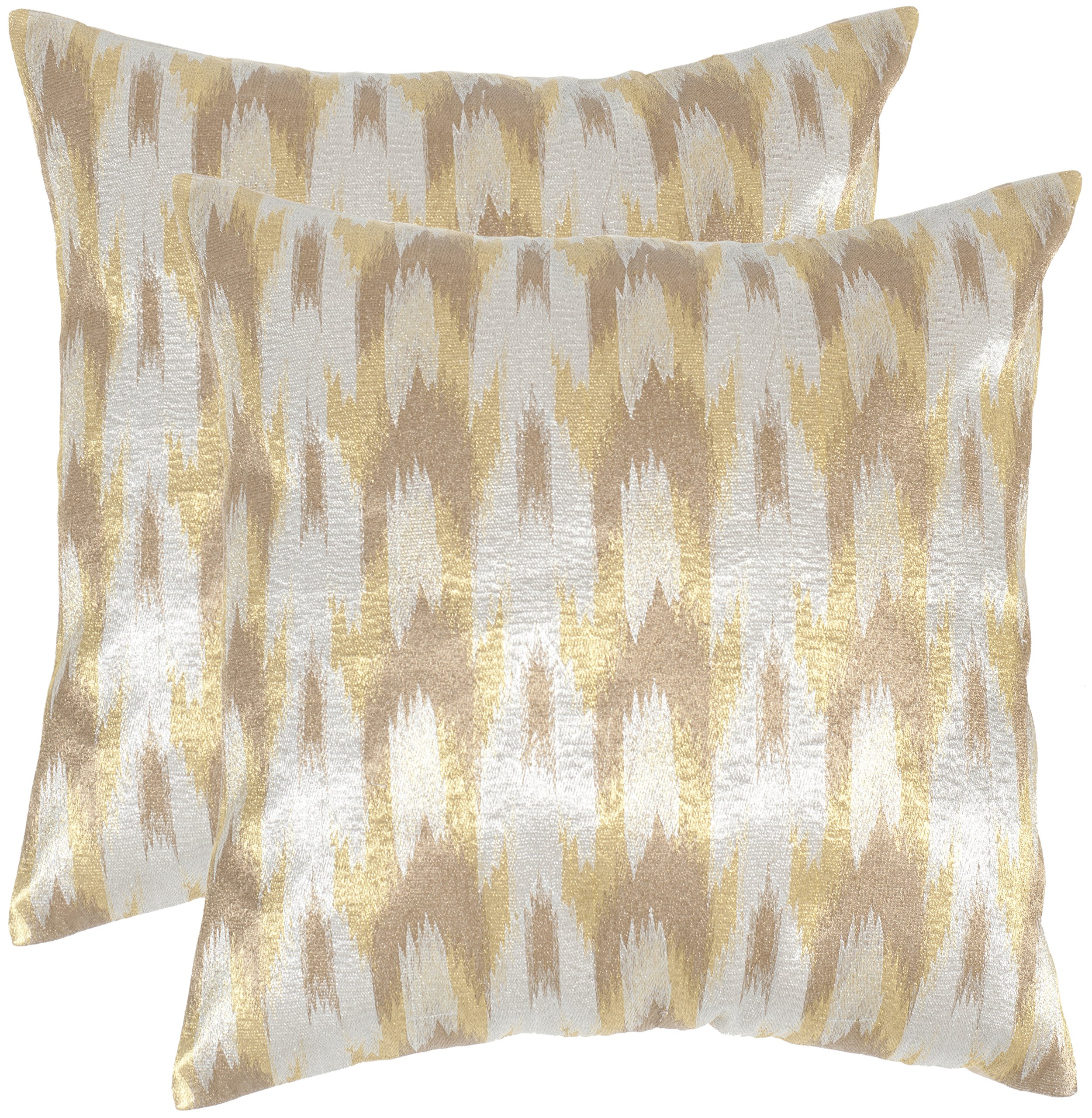 Safavieh Boho Chic Metallic Silver Throw Pillows 20x20 Inches - Set of 2 Decorative Cushions for Living Room Sofa, Bedroom & Home Decor