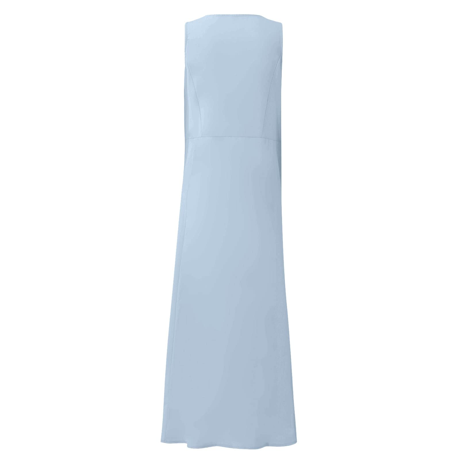 Women's Summer Sleeveless Cotton Linen Dress - Casual Solid Color Pocket Dress with Neutral Tones | Perfect for Beach Vacations, Brunch Dates & Summer Outings