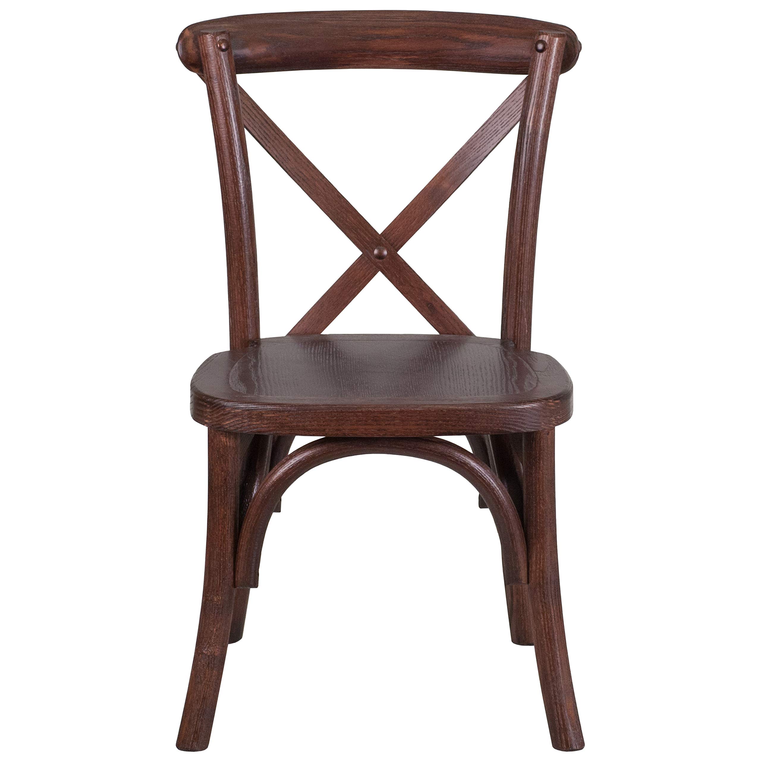 2 Pack Stackable Kids Mahogany Wood Cross Back Chairs - Sturdy & Safe Dining Chairs for Children - Perfect for Home, School, and Restaurant Use