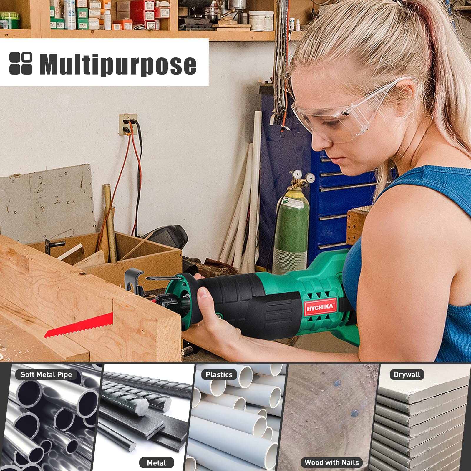 Heavy-Duty Reciprocating Saw - Powerful Corded Electric Saw for Wood, Metal & PVC Cutting - Perfect for DIY Projects, Construction & Demolition Work