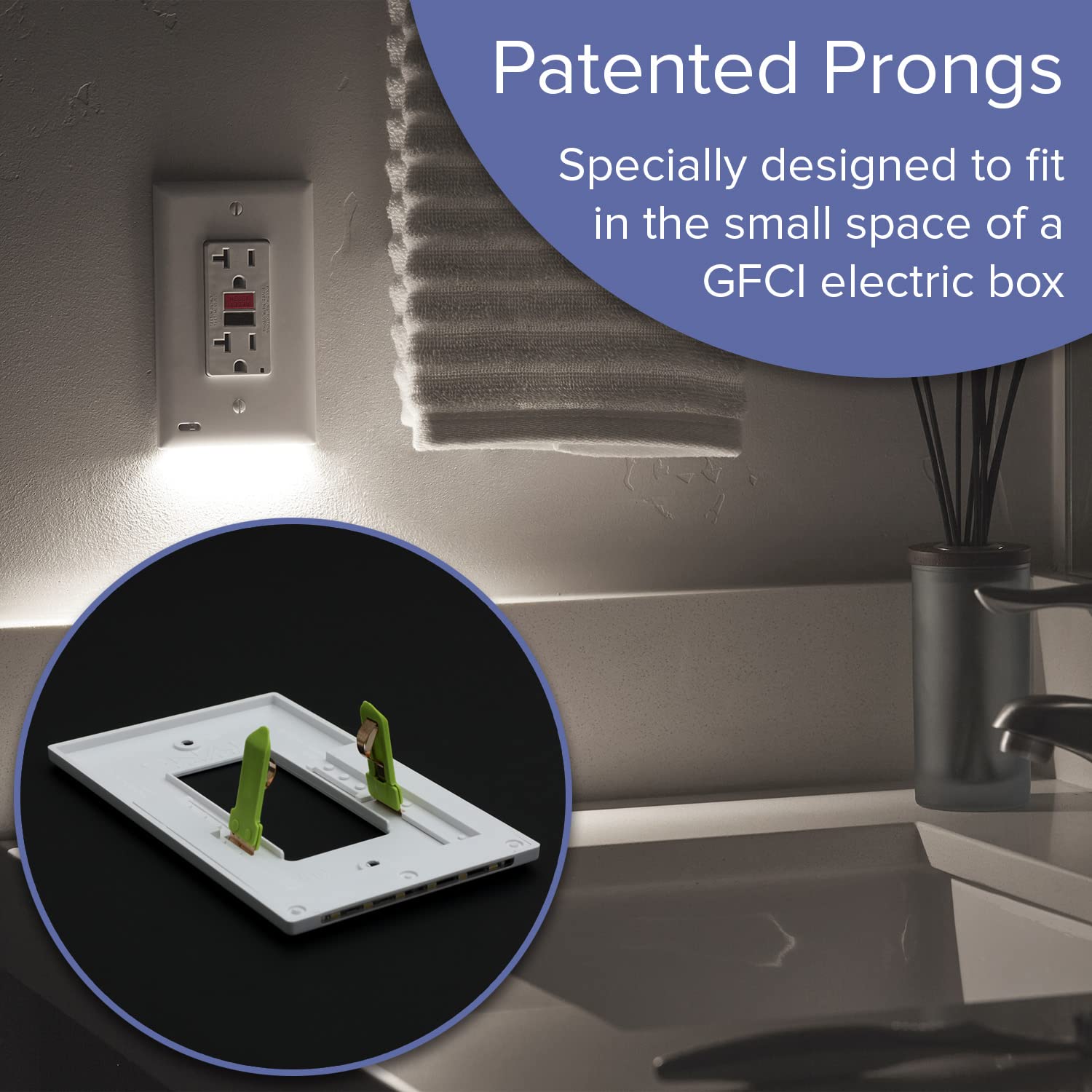SnapPower 4 Pack GuideLight 2 GFCI Outlet Cover with LED Night Light - Auto On/Off Sensor - Black Electrical Wall Plate - Replaces Plug-in Night Lights - Perfect for Hallways, Bedrooms & Bathrooms at Night