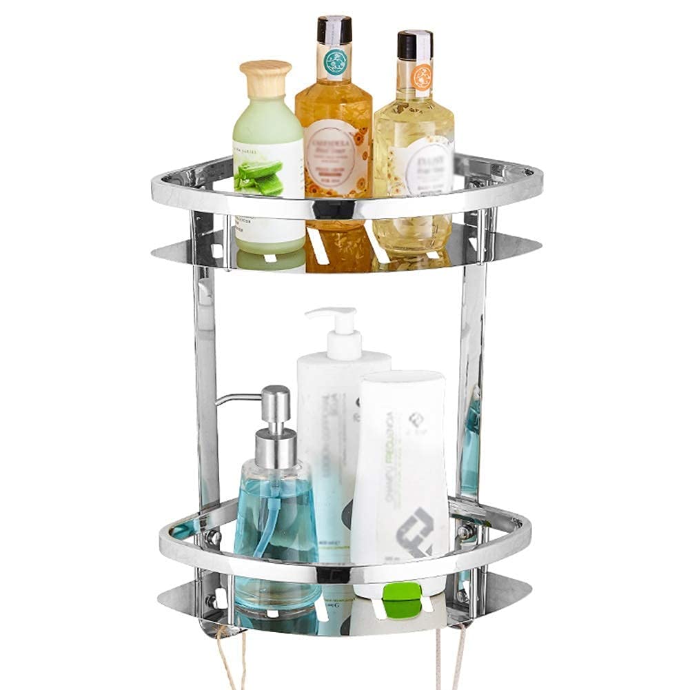 Multifunctional Bathroom Shelf - 2-Tier Triangle Wall-Mounted Shower Organizer & Corner Storage Rack (22x38cm) - Perfect for Small Bathrooms, Showers & Kitchen Storage