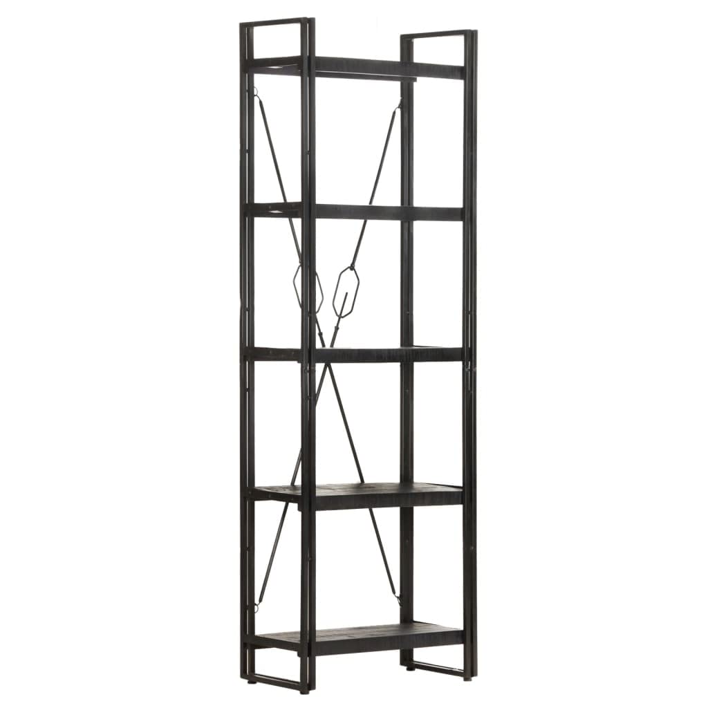 5-Tier Bookcase - Solid Mango Wood Bookshelf for Bedroom, Living Room & Office - 23.6