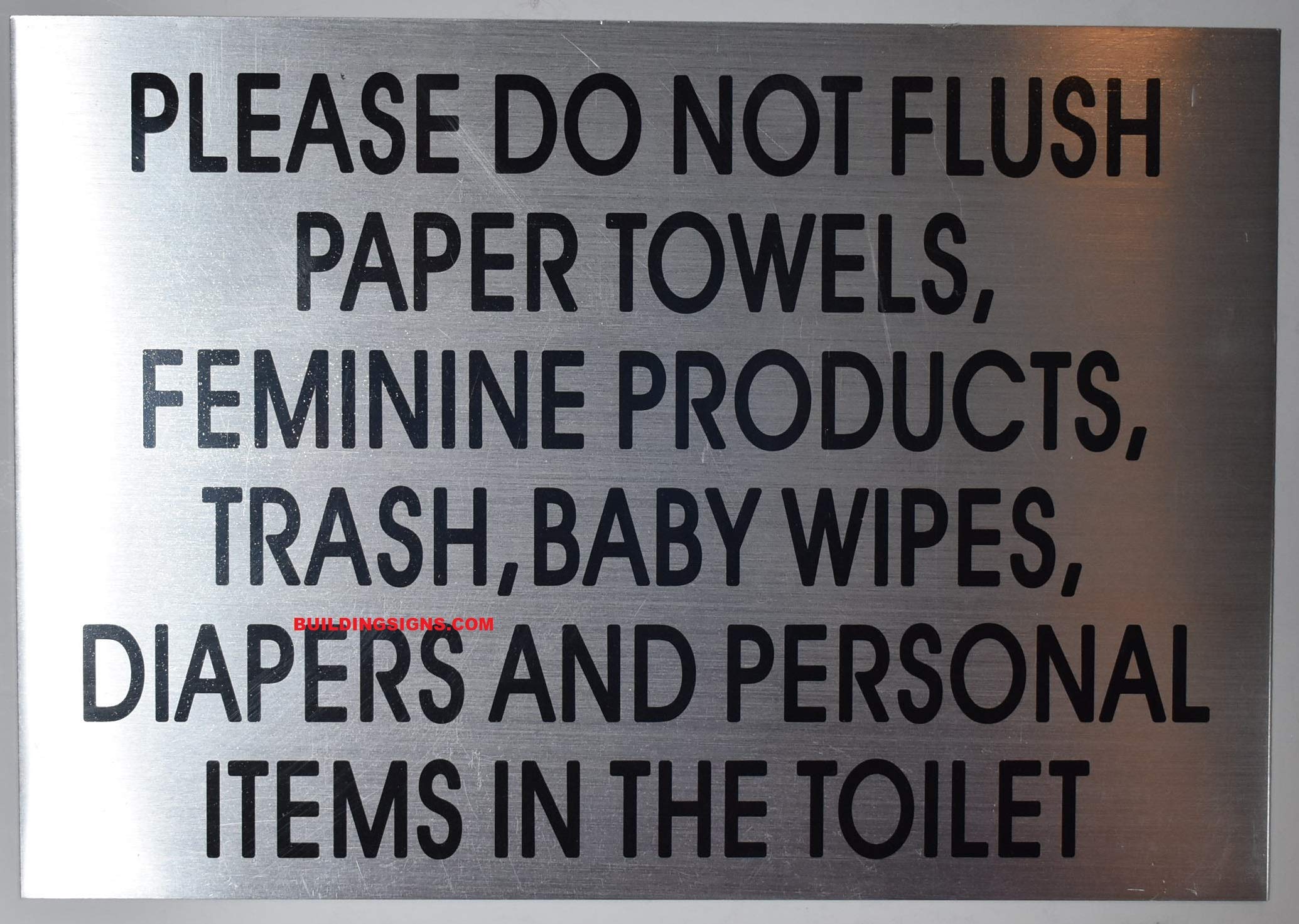 2-Pack Aluminum 'Do Not Flush' Sign (7x10 Inches) - Prevent Toilet Clogs from Paper Towels, Feminine Products, Baby Wipes & Diapers | Ideal for Restrooms, Public Bathrooms & Home Use