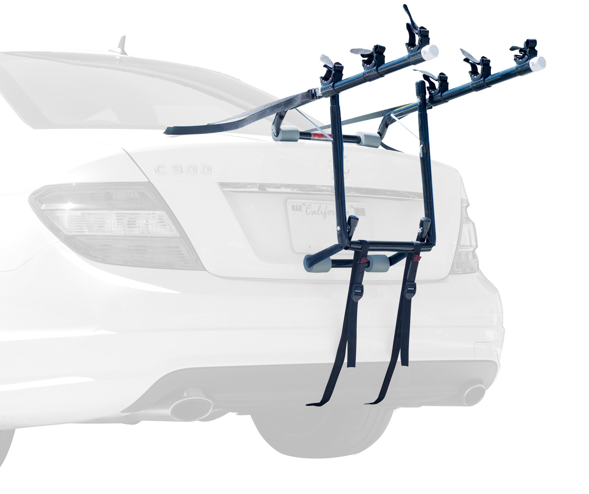 Allen 103DB Deluxe 3-Bike Trunk Mount Rack - Heavy Duty Bicycle Carrier for Cars (Black/Silver) - Perfect for Road Trips, Camping & Family Outings