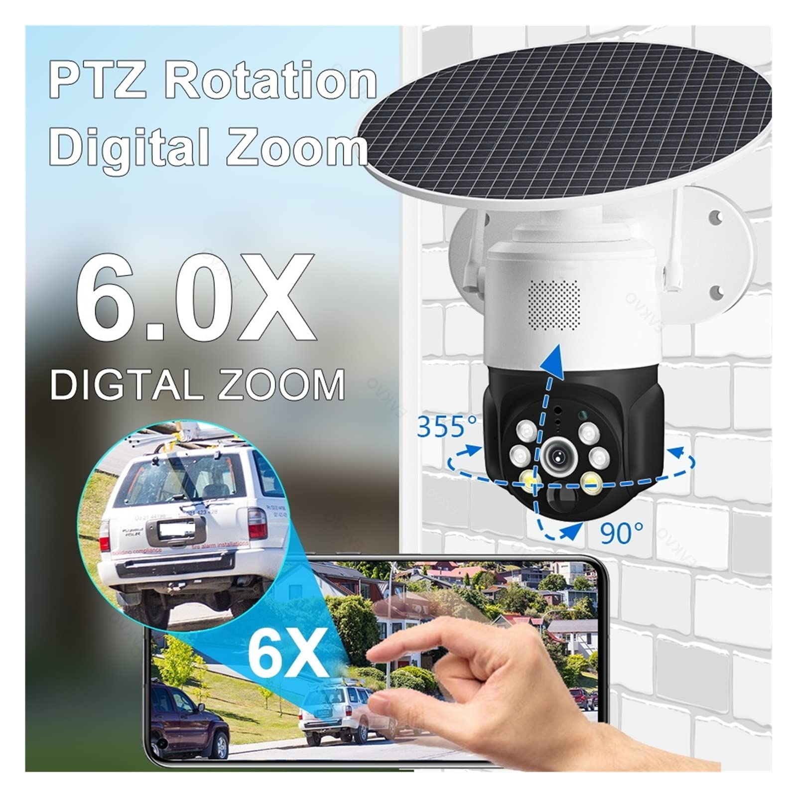 5MP 4G Solar Security Camera Outdoor - MZZYG Wireless PTZ IP Camera with PIR Human Detection, 30M Full Color Night Vision, Battery & WiFi (4G Version) - Ideal for Home Security, Farm Monitoring & Construction Site Surveillance