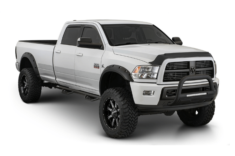 Bushwacker 50052 02 Dodge Ram 2500/3500 Rear Max Coverage Pocket Style Fender Flares (2010-2018) - Heavy Duty Truck Accessories for Off-Road & Mud Protection