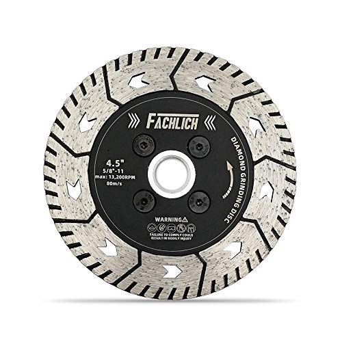 FACHLICH 4.5 Inch Diamond Cutting Blade - 115mm Granite Wheel for Marble, Concrete & Bricks - 2-in-1 Design for Cutting, Grinding & Sharpening - Perfect for Construction, Masonry & DIY Home Projects