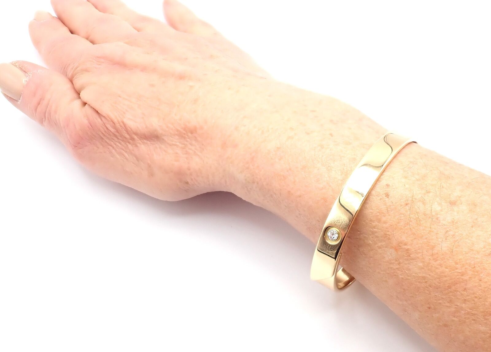 Authentic Cartier 18K Yellow Gold Diamond Anniversary Bangle Bracelet - Size 17 - Luxury Jewelry Gift for Women - Perfect for Anniversaries, Weddings & Special Occasions