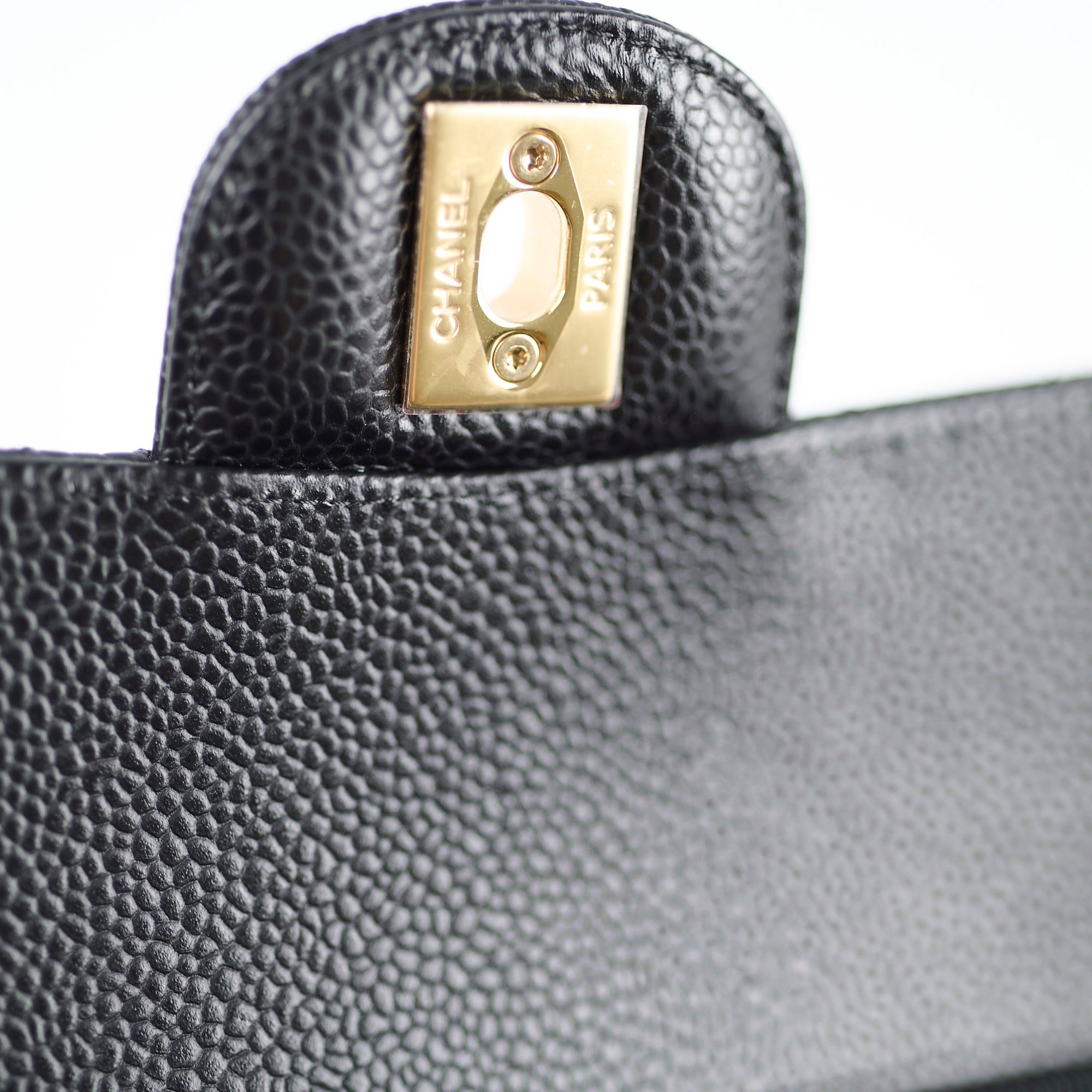 Chanel Medium/Large Caviar Leather Double Classic Flap Bag Black with Microchip - Luxury Designer Handbag for Women, Perfect for Work, Evening Events & Special Occasions