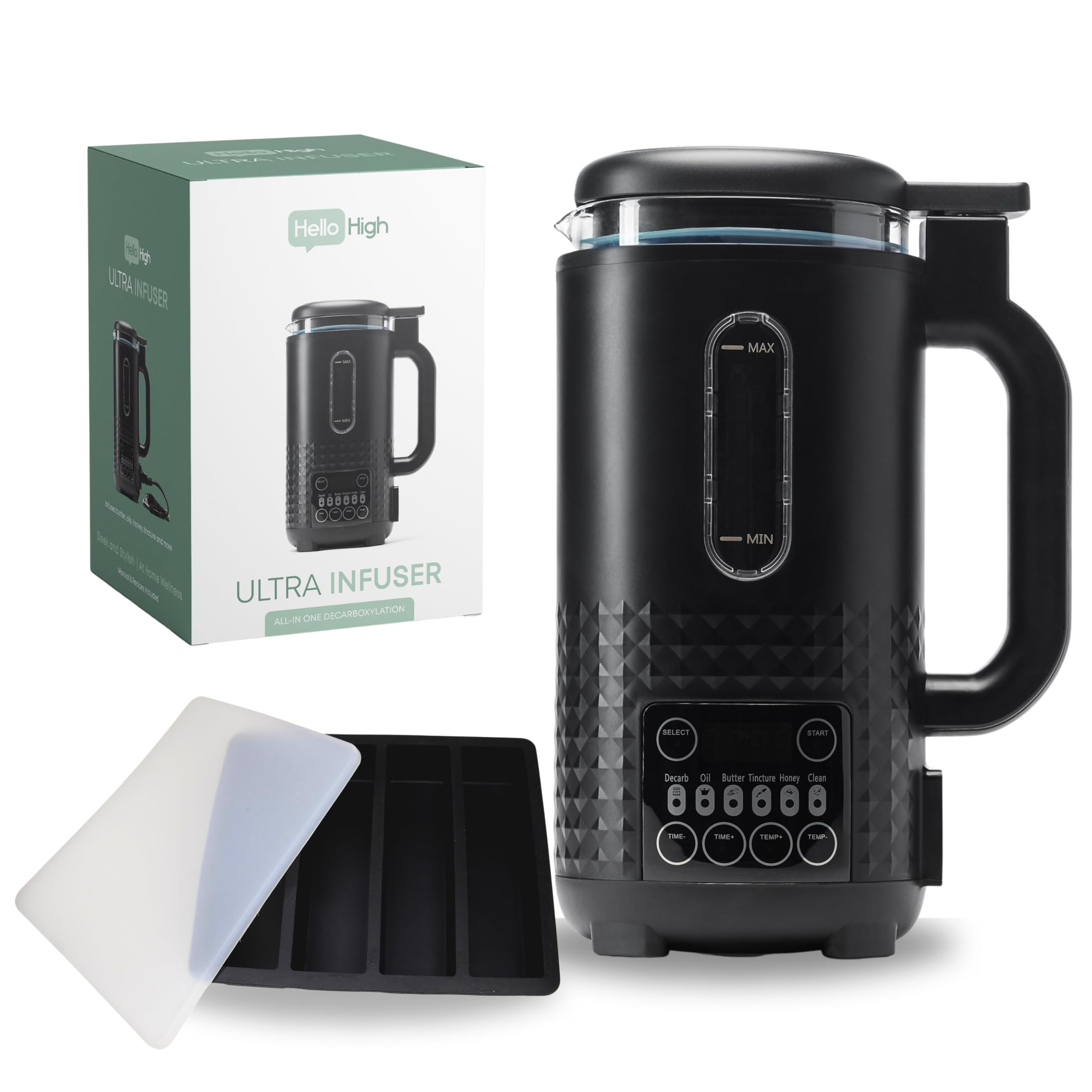 Hello High - Ultra Infuser All-in-One Machine: Decarboxylator, Butter Maker & Oil Infuser for Herbal Infusions | Perfect for Making Edibles, Gummies & Infused Oils (1-3 Cups Capacity) | Includes Butter Mold - Ideal for Home Cooking, Baking & DIY Cannabis Recipes