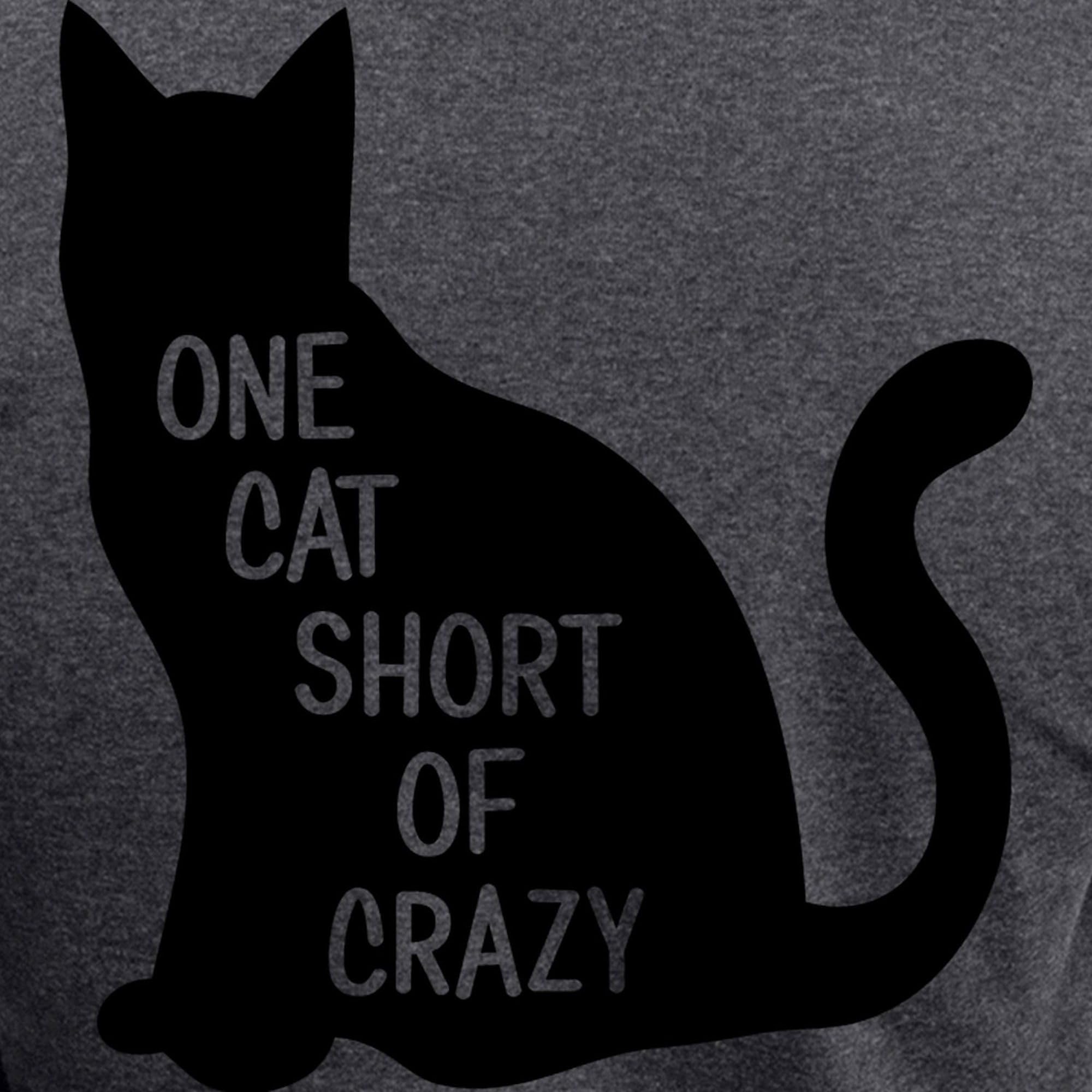 One Cat Short Of Crazy Women's Pajama Set - Cozy Charcoal Novelty Sleepwear for Cat Lovers | Perfect for Sleepovers, Relaxing at Home & Gifts