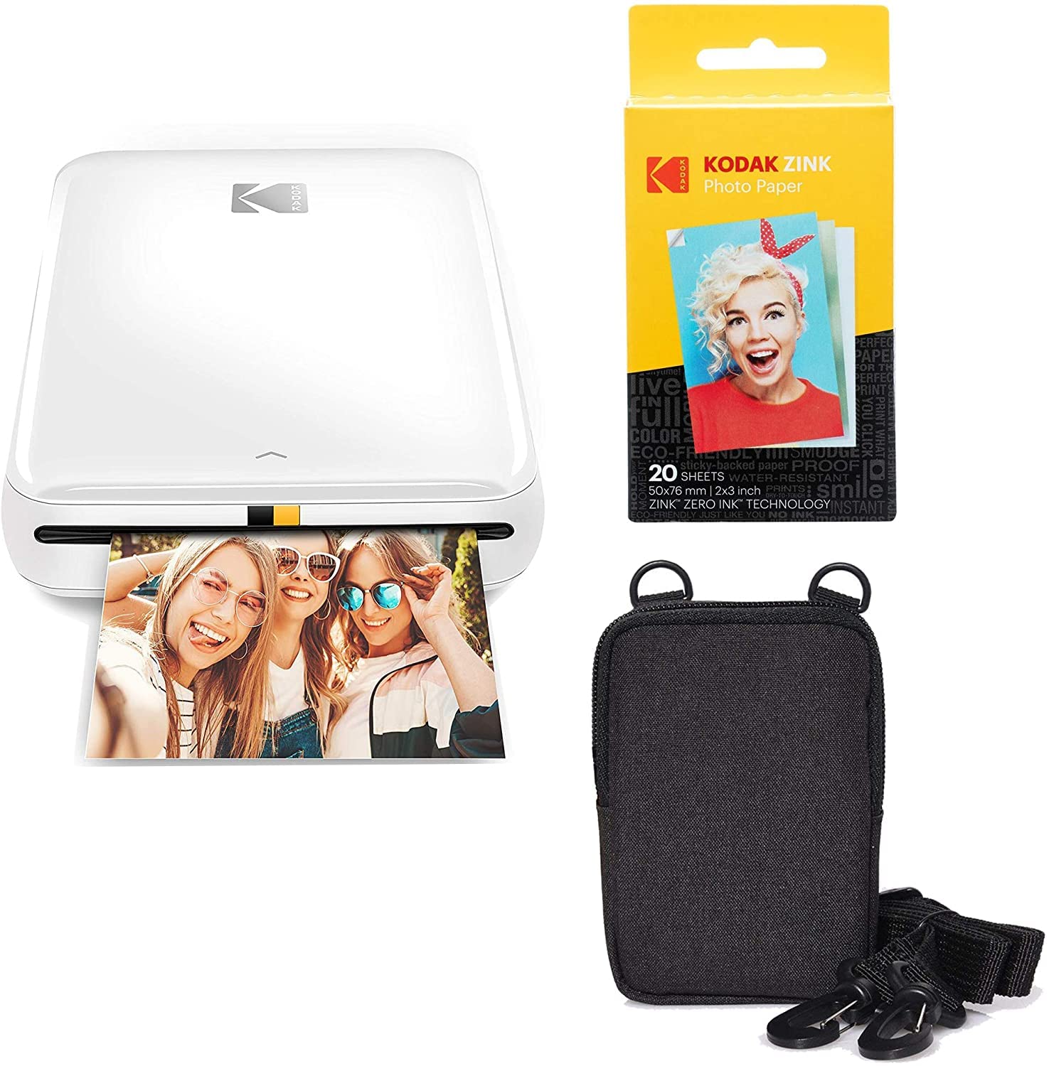KODAK Step Wireless Mobile Photo Mini Color Printer (White) Go Bundle - Print Instantly from Phone, Perfect for Travel, Parties & Scrapbooking