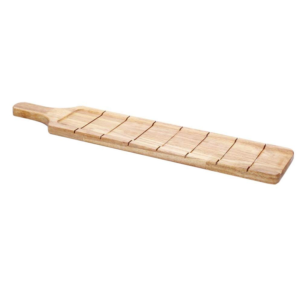 Premium Japanese Wooden Sushi Serving Platter - Hemoton Rectangular Sushi Geta Board with Handle for Sushi, Fruit, Snacks, Salad & Dessert | Elegant Khaki Tableware for Dinner Parties & Entertaining