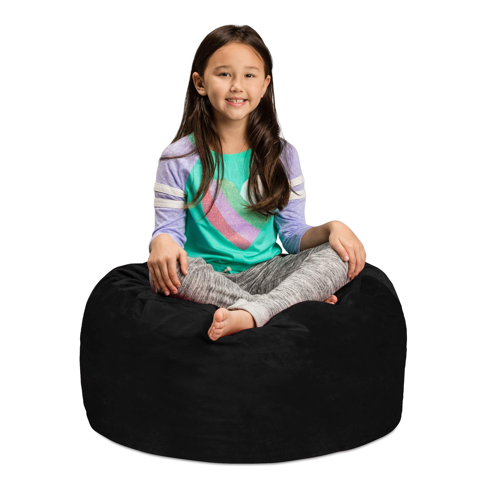 Premium 2ft Black Sofa Sack Bean Bag Chair Cover - Soft & Durable Replacement for Kids, Teens & Adults - Perfect for Living Room, Bedroom, Dorm or Game Room Relaxation