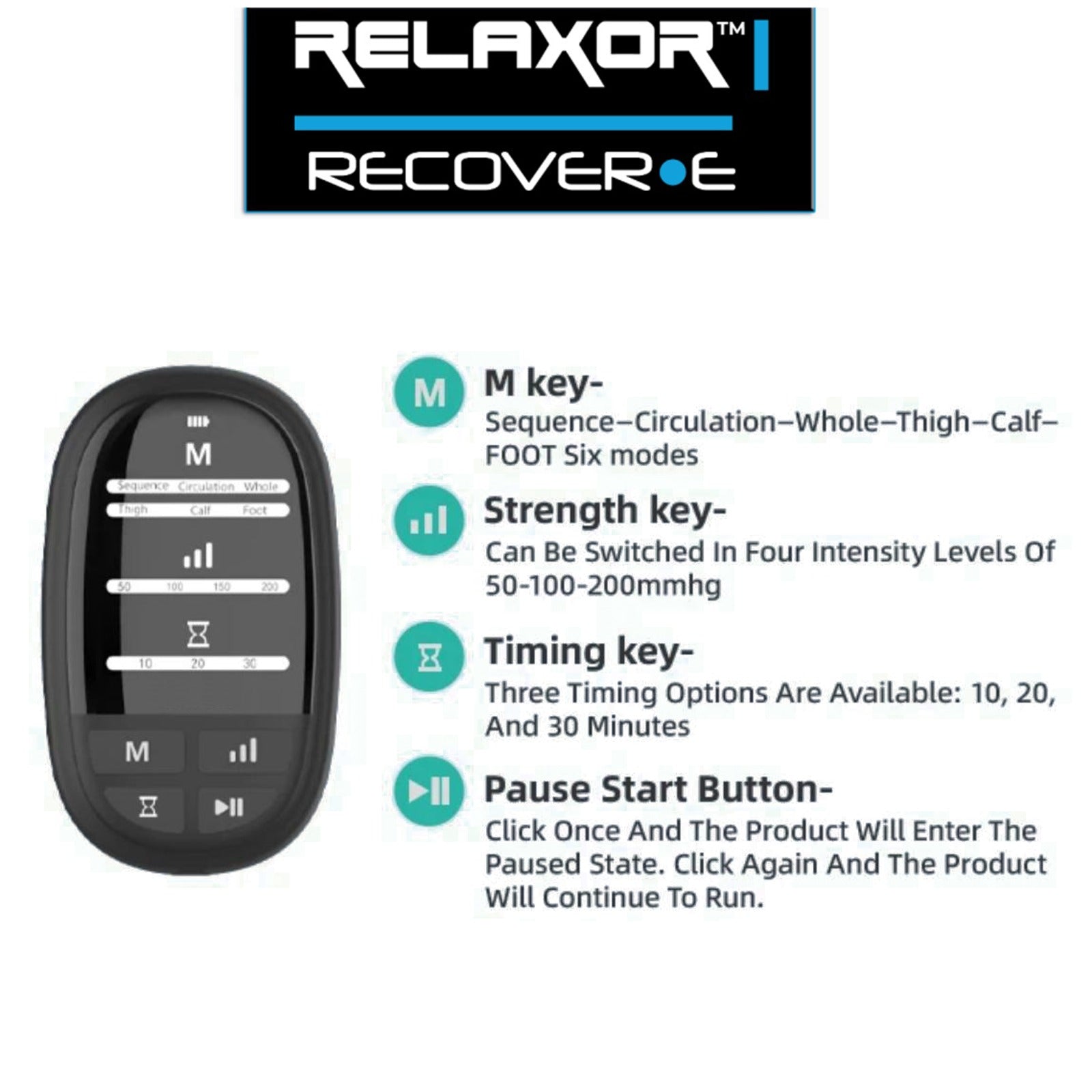 Relaxor Recover E Full Leg Recovery Therapy - Compression Sleeves for Muscle Pain Relief & Circulation - Ideal for Athletes, Runners & Post-Workout Recovery