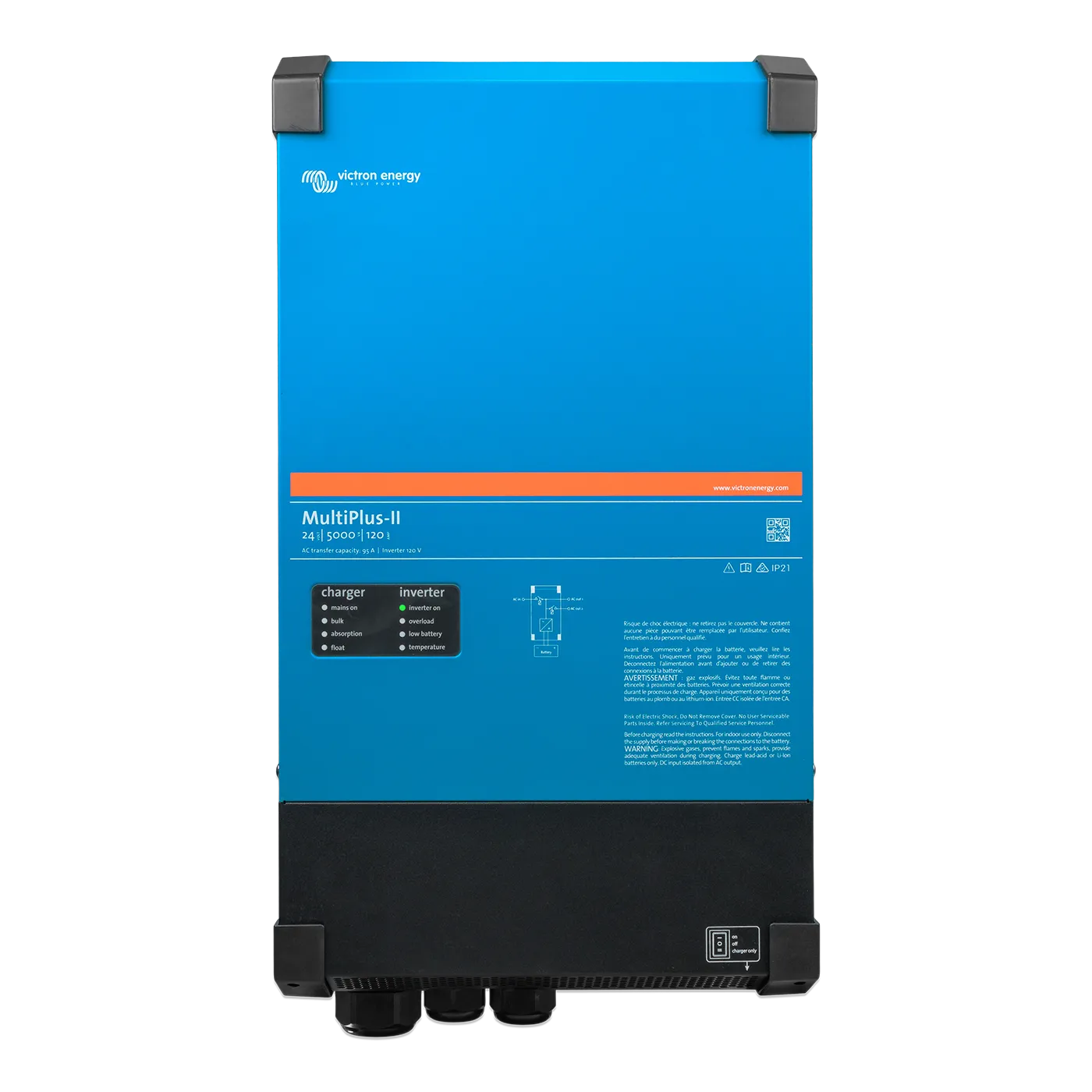 Victron Energy MultiPlus II 24/5000/120-95 120V Pure Sine Wave Inverter Charger - Open Box (SN: HQ244132VNT) - Perfect for Off-Grid Solar Systems, RVs, and Marine Applications