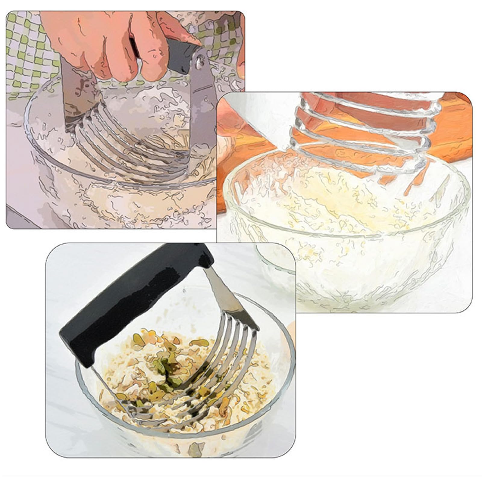 Professional Stainless Steel Pastry Blender - Large Heavy Duty Dough Cutter Tool for Baking, Dishwasher Safe Black Pastry Mixer - Perfect for Pies, Cookies, Biscuits & Pastry Making