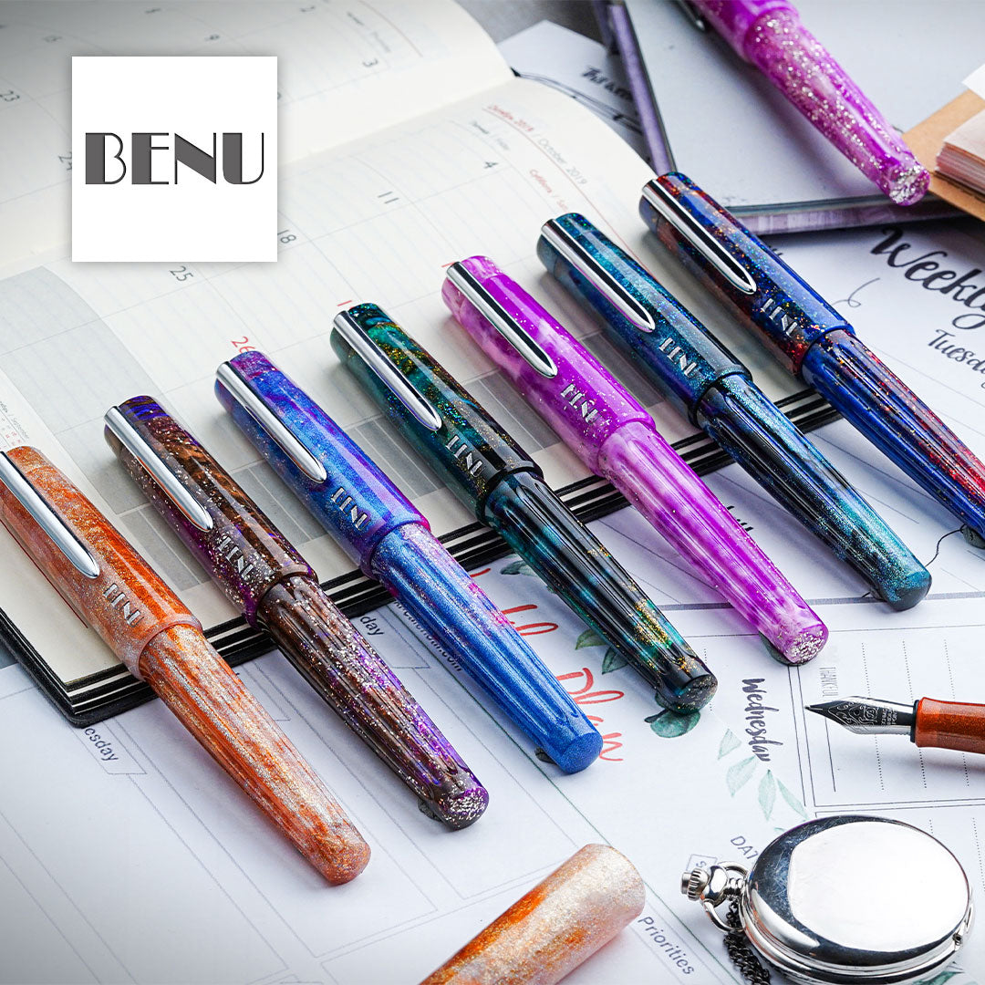 Benu DailyMate Fountain Pen Set of 7 Premium Writing Pens - Smooth Ink Flow for Journaling, Calligraphy & Office Use - Perfect Gift for Writers & Professionals