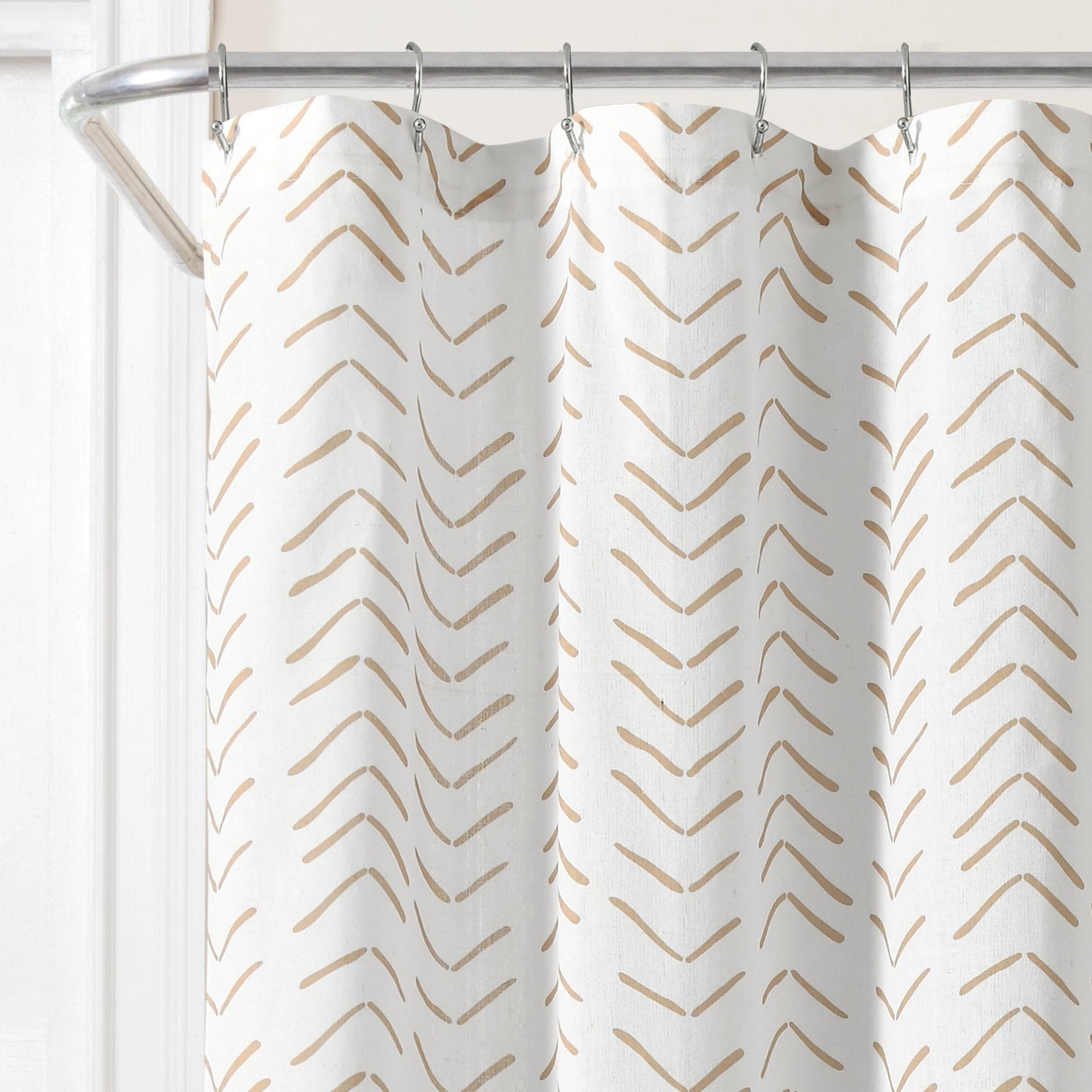 Hygge Modern Arrow Faux Linen Shower Curtain - Waterproof Bathroom Decor for Spa-Like Relaxation