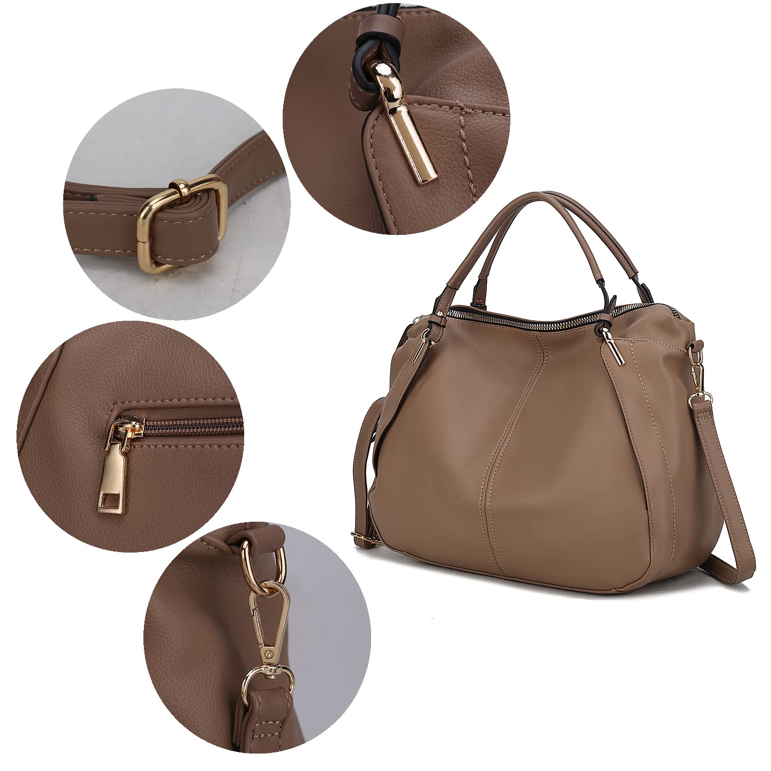 MKF Collection Women's PU Leather Weekender Bag - Stylish Slouchy Shoulder Purse with Top Handle for Travel, Work & Casual Outings