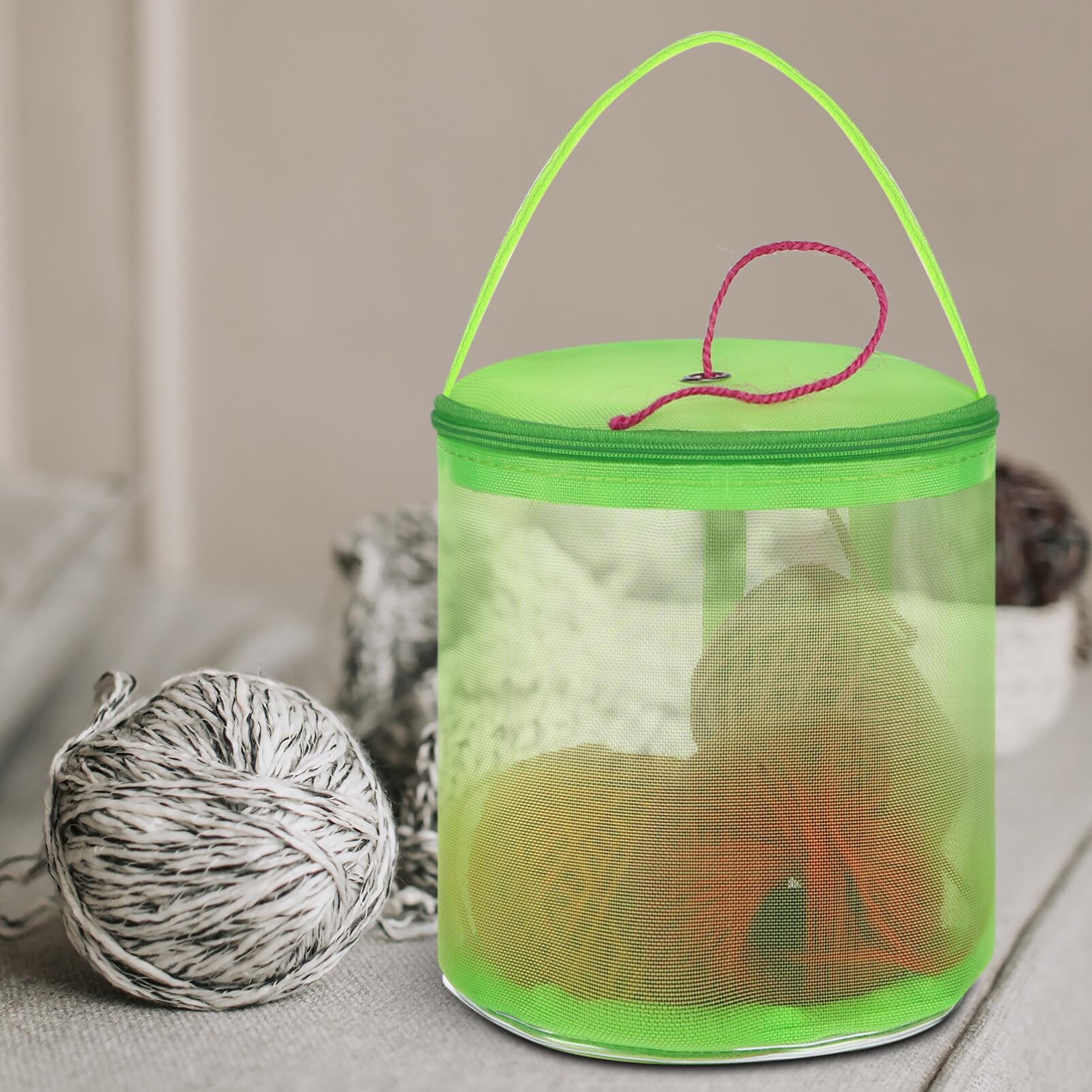 2-Pack Mesh Knitting Yarn Storage Bags - Portable Round Yarn Ball Organizer for Crochet, Knitting & Sewing Accessories | Perfect for Crafting, Travel & Home Organization