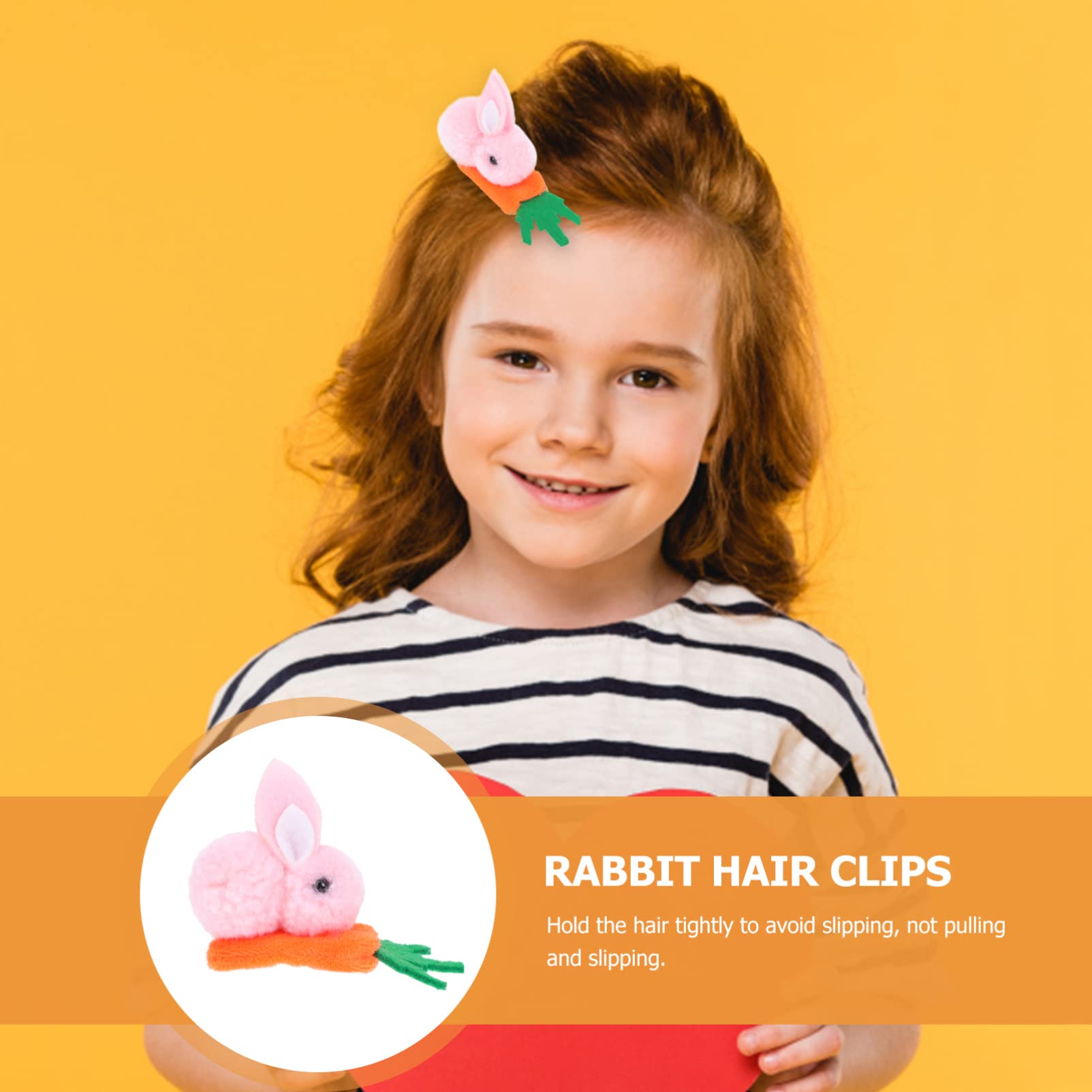 KALLORY 4pcs Bunny Hair Clips for Girls - Cute Carrot Hair Barrettes, Non-Slip Hair Claw Clips, Easter Hair Accessories for Kids (Red) | Perfect for Easter Outfits, Spring Fashion, and Party Hair Decorations