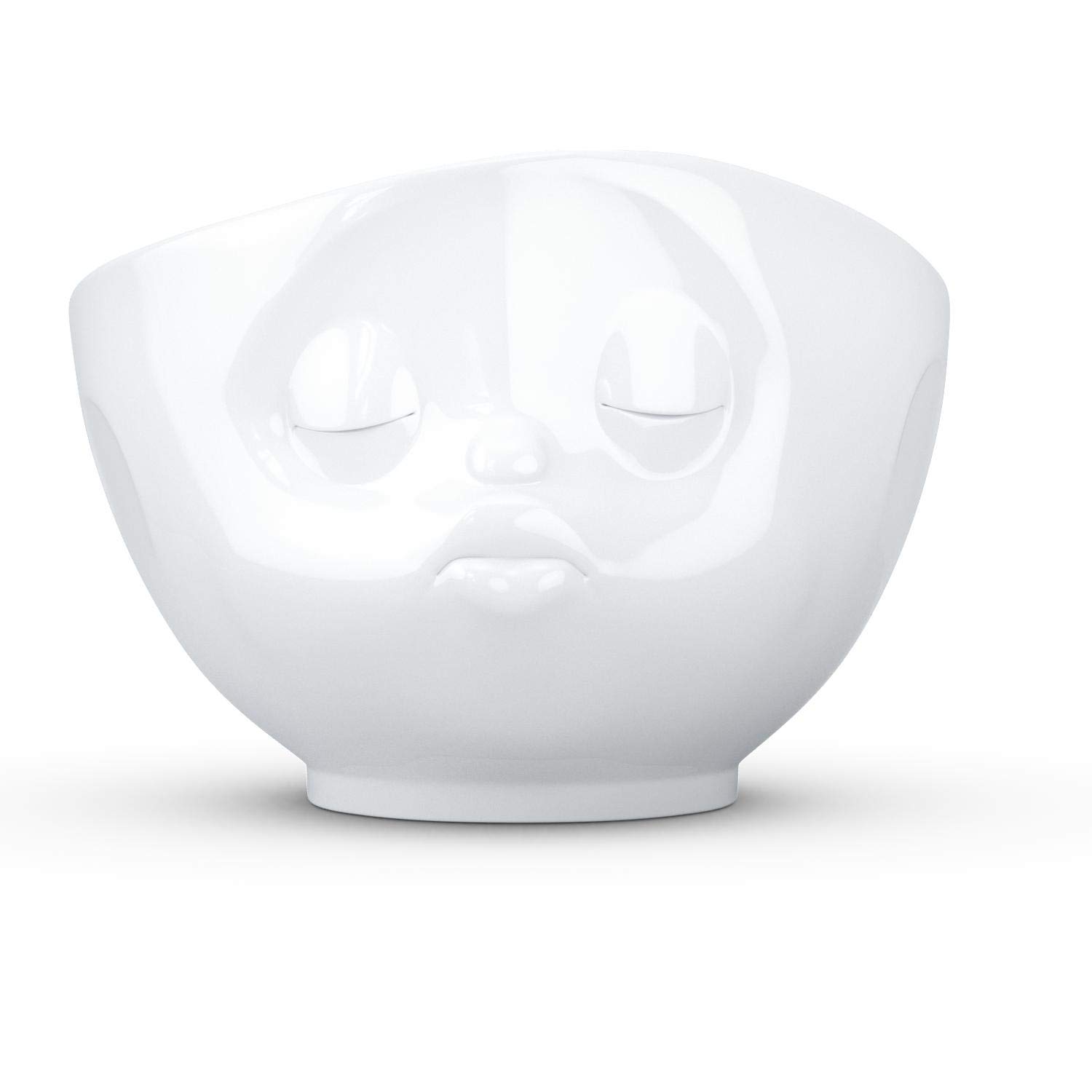 FIFTYEIGHT PRODUCTS Porcelain Cereal Bowl - 16oz White Kissing Face Design Soup Bowl for Breakfast, Cereal & Dessert | Elegant Dining & Gift Idea for Home Kitchen