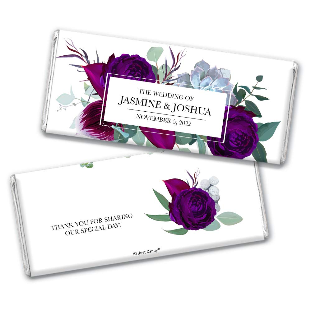 Personalized Botanical Wedding Candy Wrappers for Candy Bars - Set of 25 - Perfect for Bridal Showers, Wedding Favors & Special Events