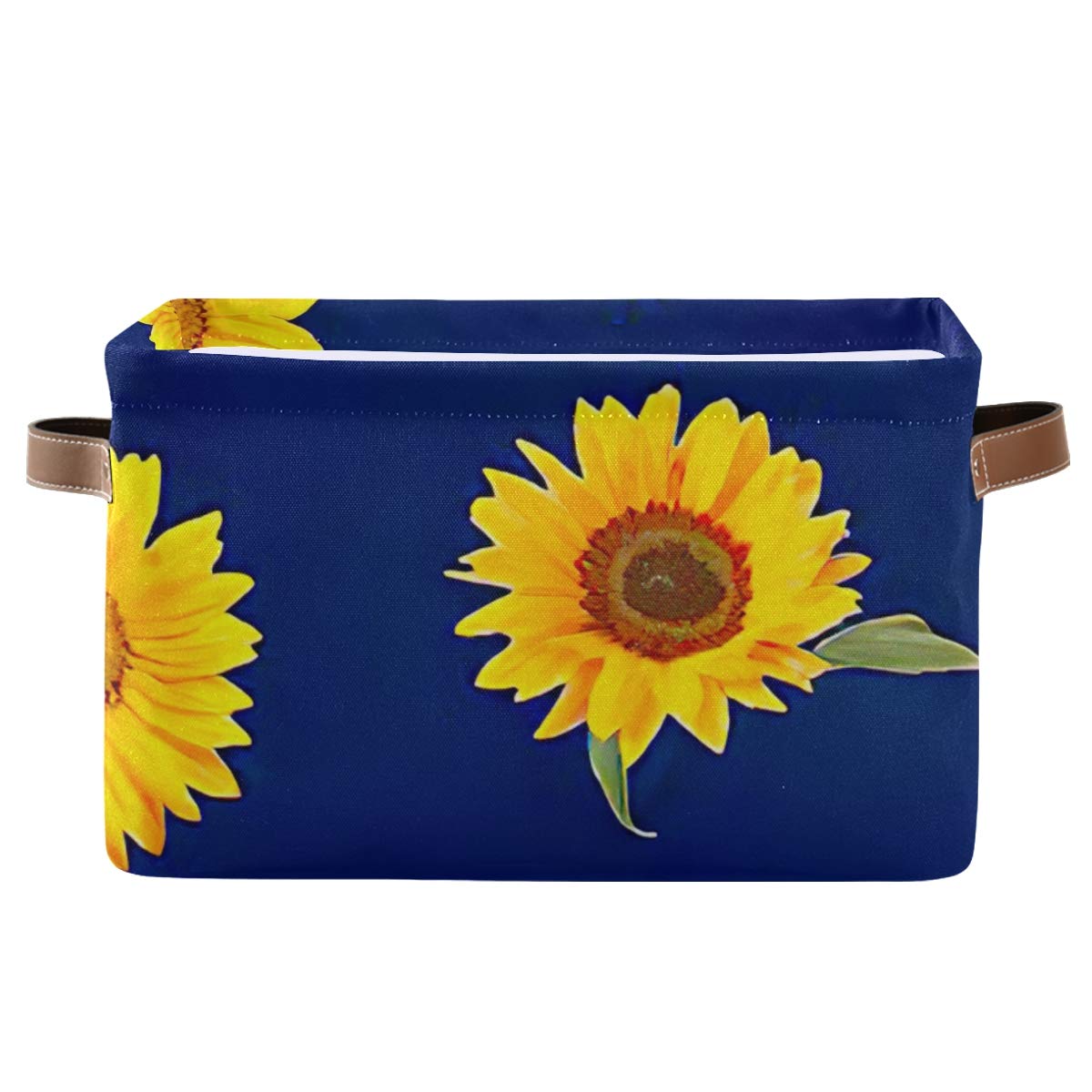 2-Pack Square Collapsible Storage Baskets with Handles - Waterproof Freestanding Storage Bins for Clothes, Toys, Blankets & Towels | Baby Nursery, Pet Supplies & Home Organization (Blue & Yellow Sunflower Design)