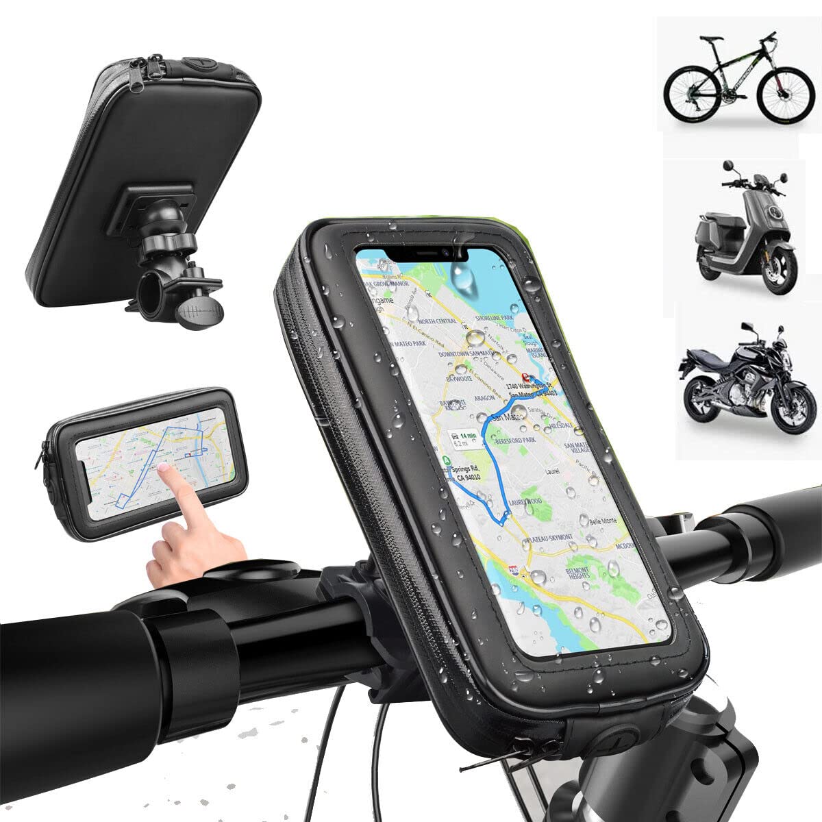 Waterproof Bike Phone Holder - Universal Motorcycle & Bicycle Handlebar Mount for iPhone 13/12, Samsung & Android Phones - Perfect for Cycling, Commuting & Outdoor Adventures