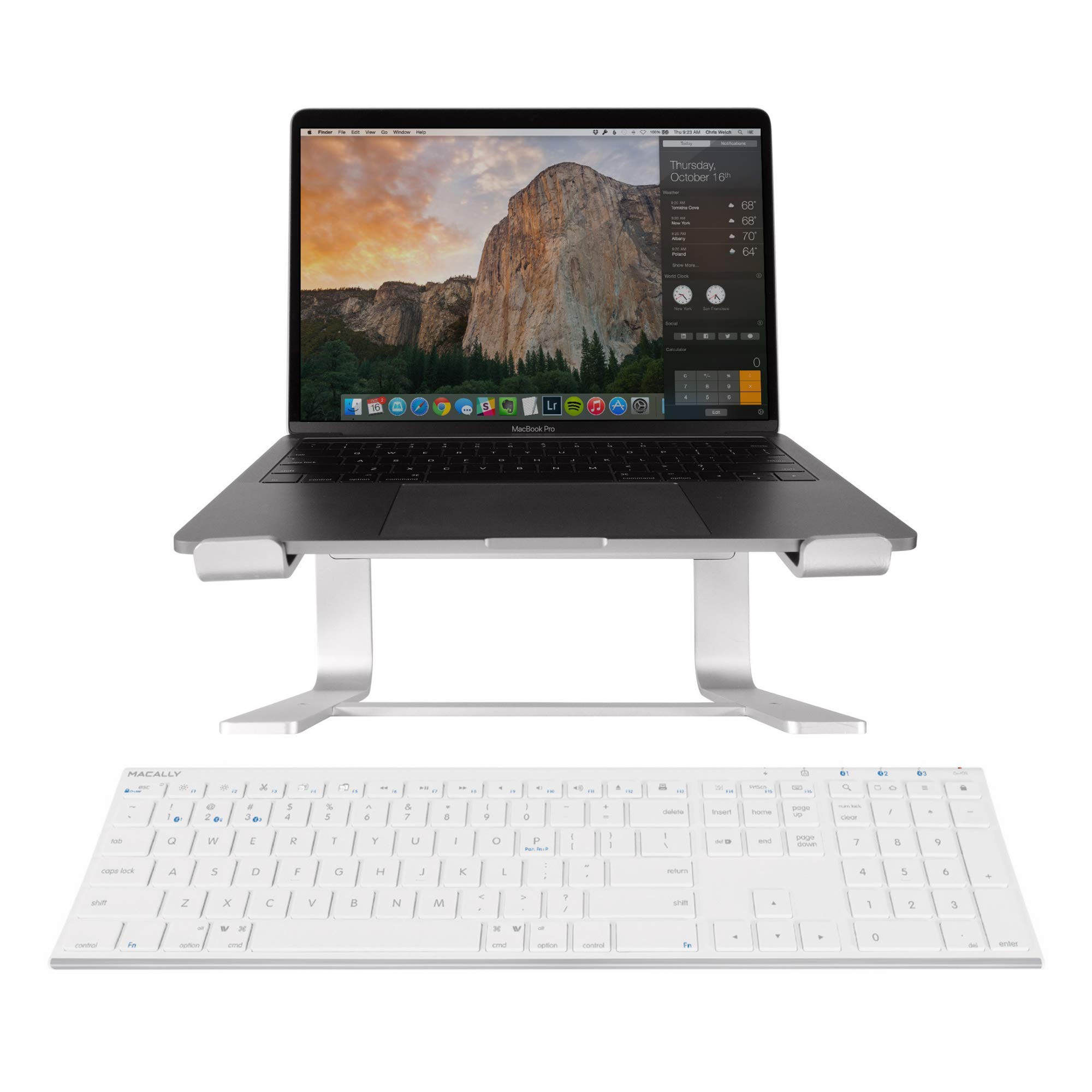 Macally Wireless Bluetooth Keyboard with Laptop Stand - Ergonomic Combo for MacBook, iPad, Windows | Portable Office & Home Workspace Setup for Typing Comfort