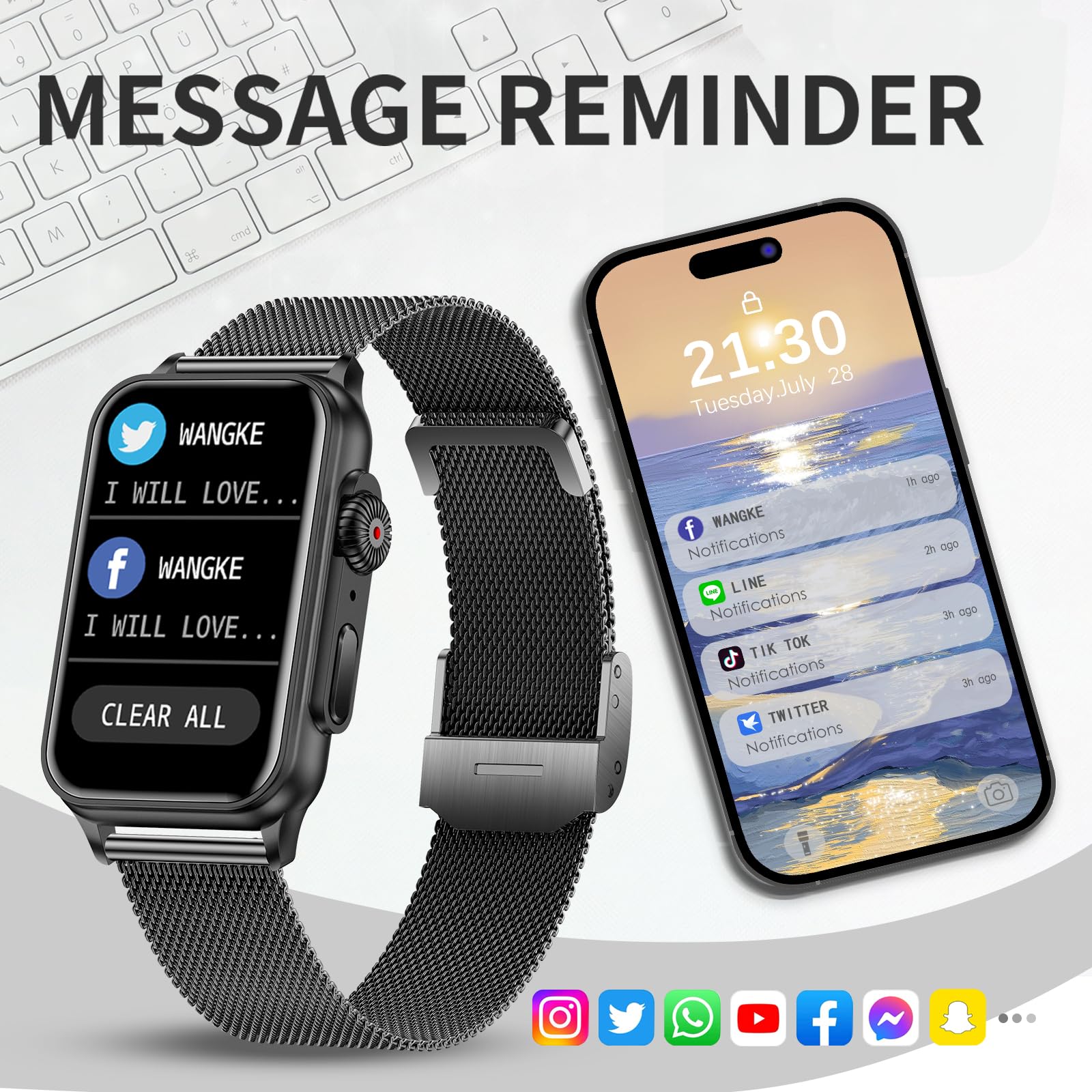 Smart Fitness Watch for Women - Heart Rate & Sleep Tracker, IP68 Waterproof for Android iOS - Perfect for Workouts & Daily Use