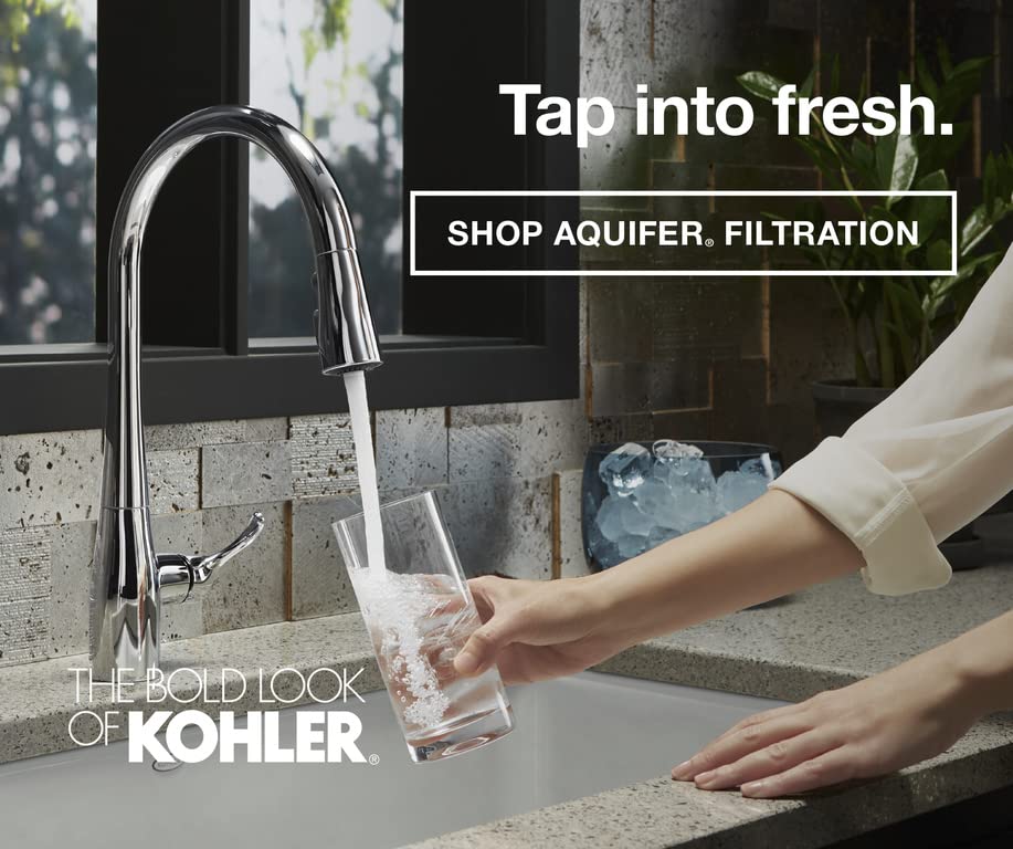 KOHLER 20852-NA Aquifer Water Filtration System Replacement Filter - 1 Pack White | Under Sink & Refrigerator Water Filter for Clean Drinking Water | Home & Office Use