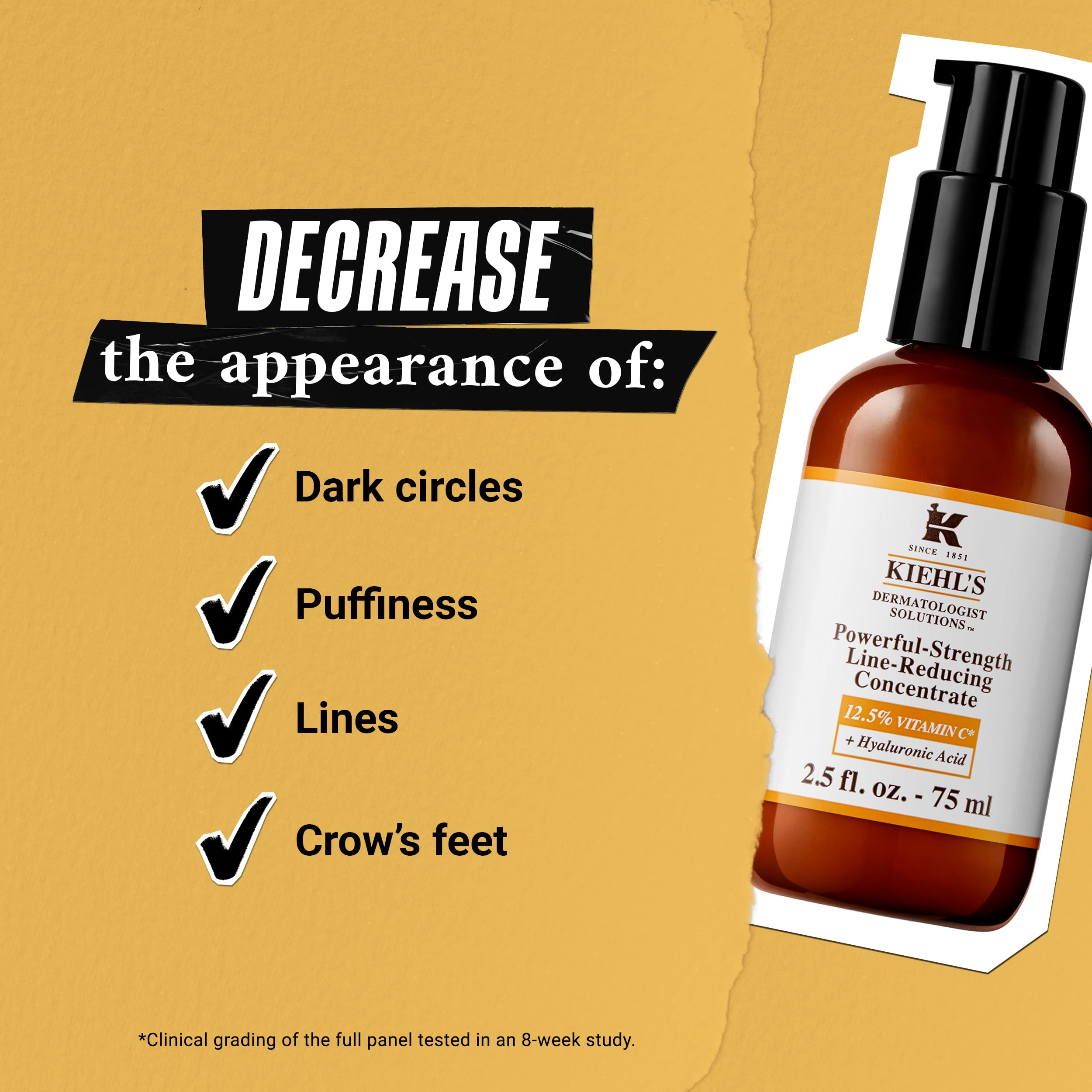 Kiehl's Powerful-Strength 12.5% Vitamin C Serum - Anti-Aging Face Treatment for Wrinkles & Fine Lines | Brightening & Firming Facial Serum with Hyaluronic Acid | Dermatologist-Tested, Paraben-Free | Perfect for Morning Skincare Routine & Pre-Makeup Application
