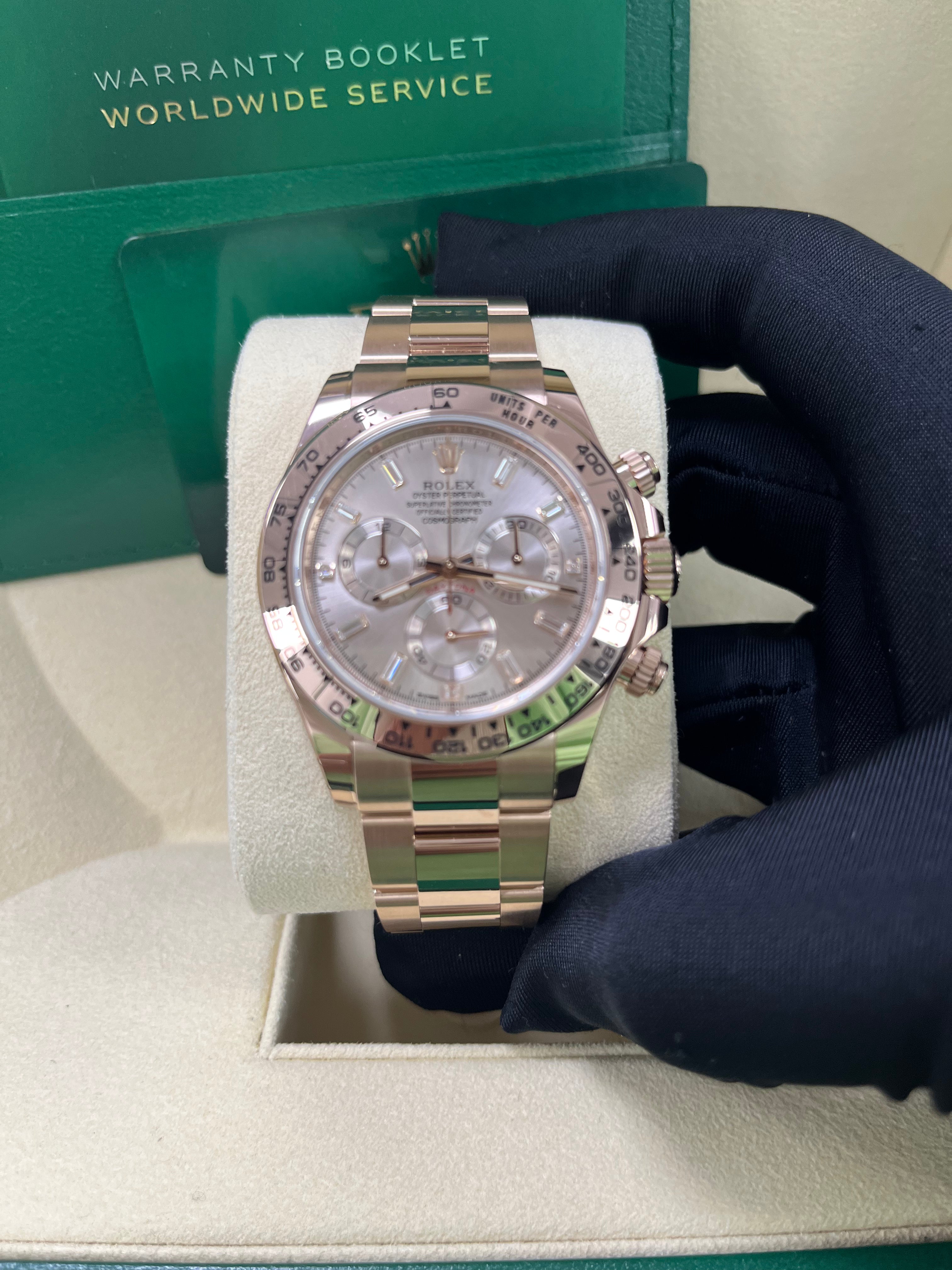 Rolex Daytona 116505 40mm Everose Gold Rose Diamond Baguette Watch with Oyster Bracelet - Luxury Men's Timepiece for Business, Gala & Special Occasions