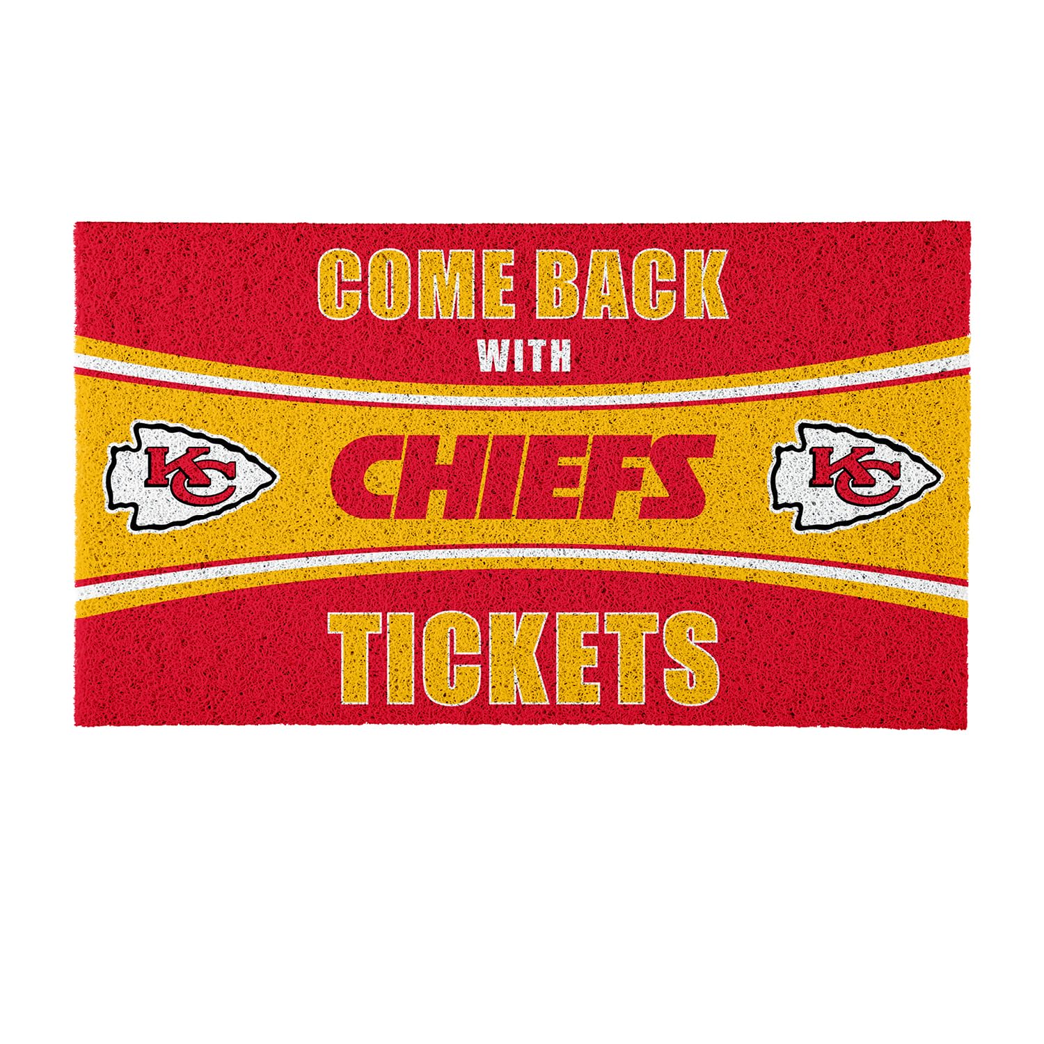 NFL Kansas City Chiefs Team Sports America Indoor/Outdoor Welcome Floor Mat - 28 x 16 Inches Non-Slip Backing for Front Door Entrance - Perfect for Muddy Paws, Home Decor & Game Day Spirit