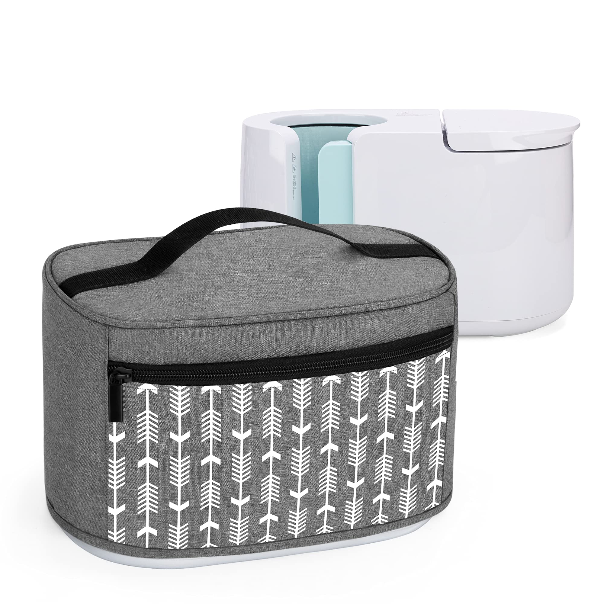 YARWO Dust Cover for Cricut Mug Press - Gray Zippered Heat Press Protector with Front Pocket (Patent Pending) | Perfect for Craft Room Storage & Machine Protection