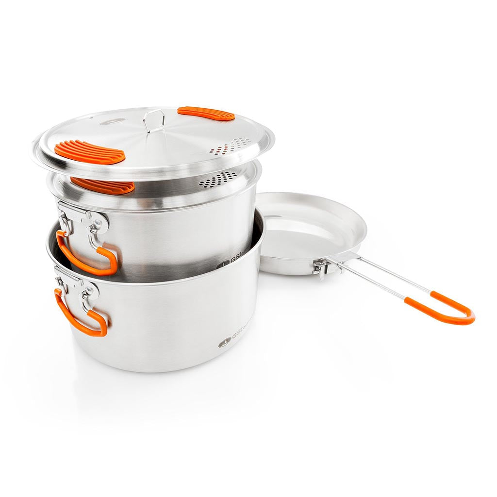 Premium Glacier Stainless Steel Base Camping Cookware Set - Lightweight & Durable for Outdoor Adventures, Backpacking & RV Trips