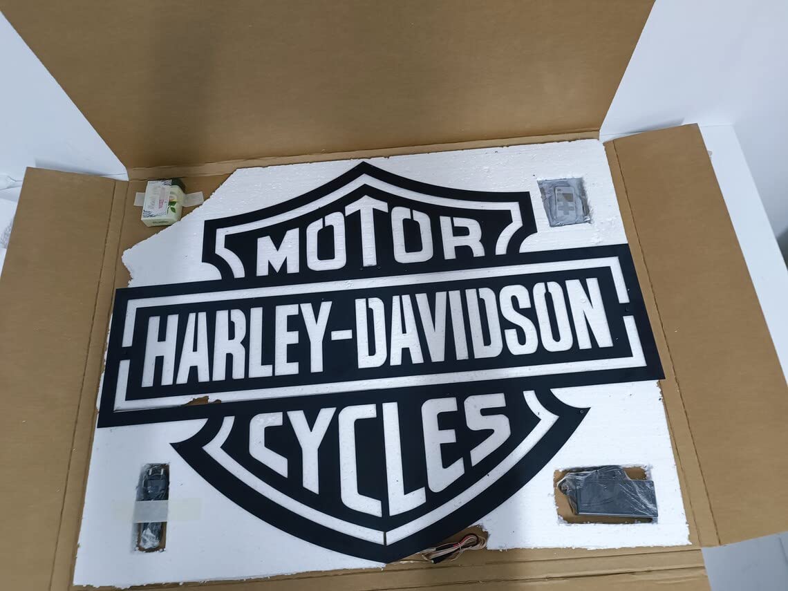 Harley Davidson LED Patch - 39 x 30 Inch Amber Metal Emblem | 100% Durable Motorcycle Accessory | Perfect for Biker Jackets, Vests & Helmets | Great Gift for Harley Enthusiasts